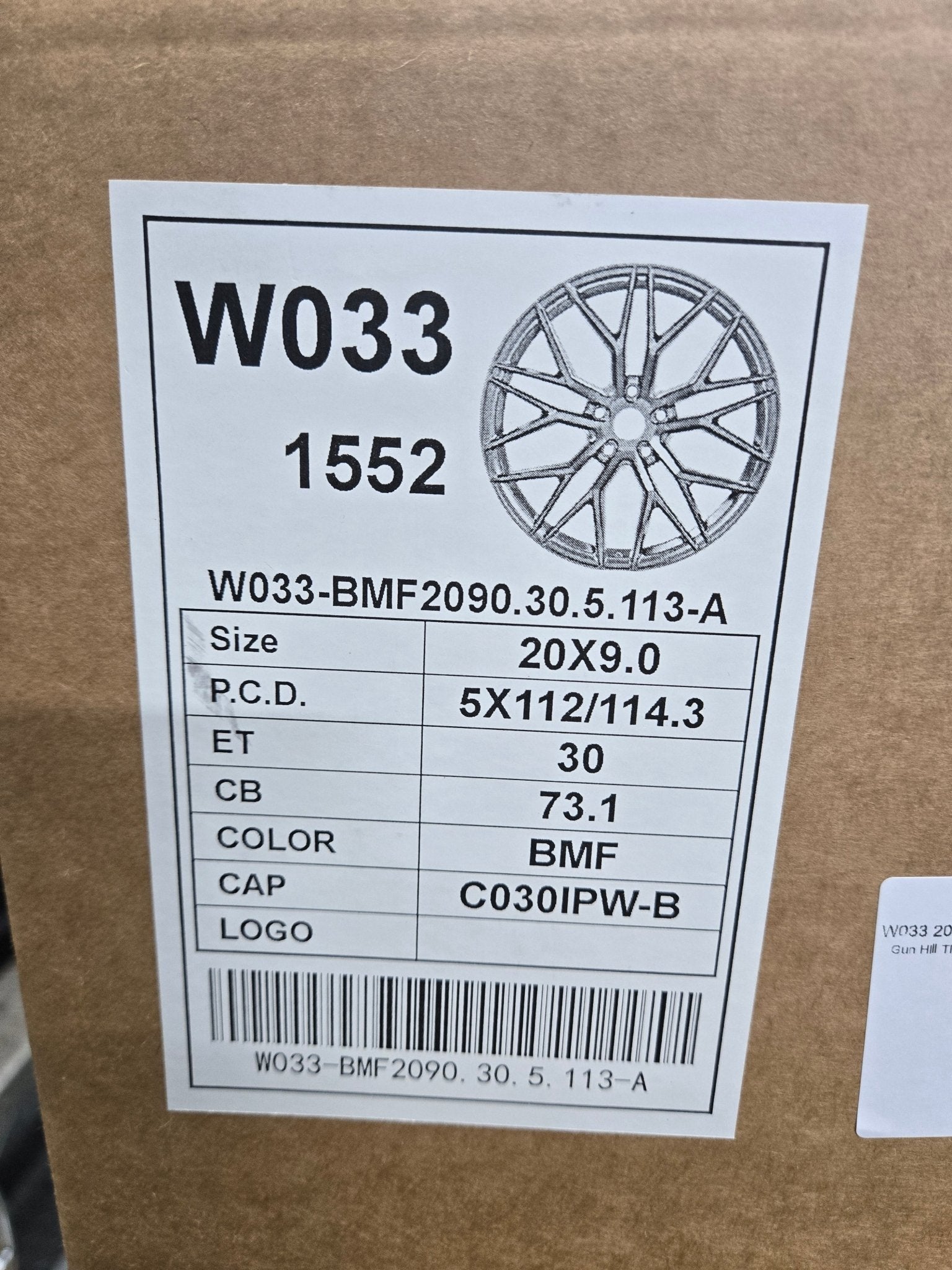 W033 20X9.0 5X112 5X114.3 BLACK MACHINED FACE