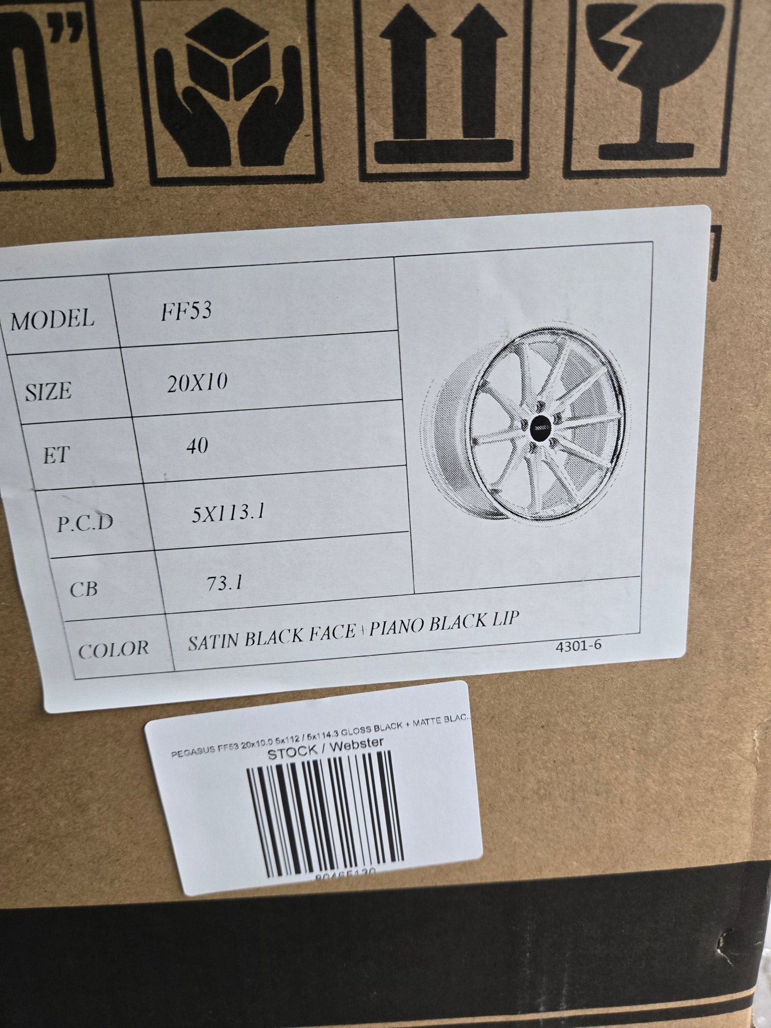 PEGASUS FF53 20x10 5x112 / 5x114.3 GLOSS BLACK + MATTE BLACK LIP