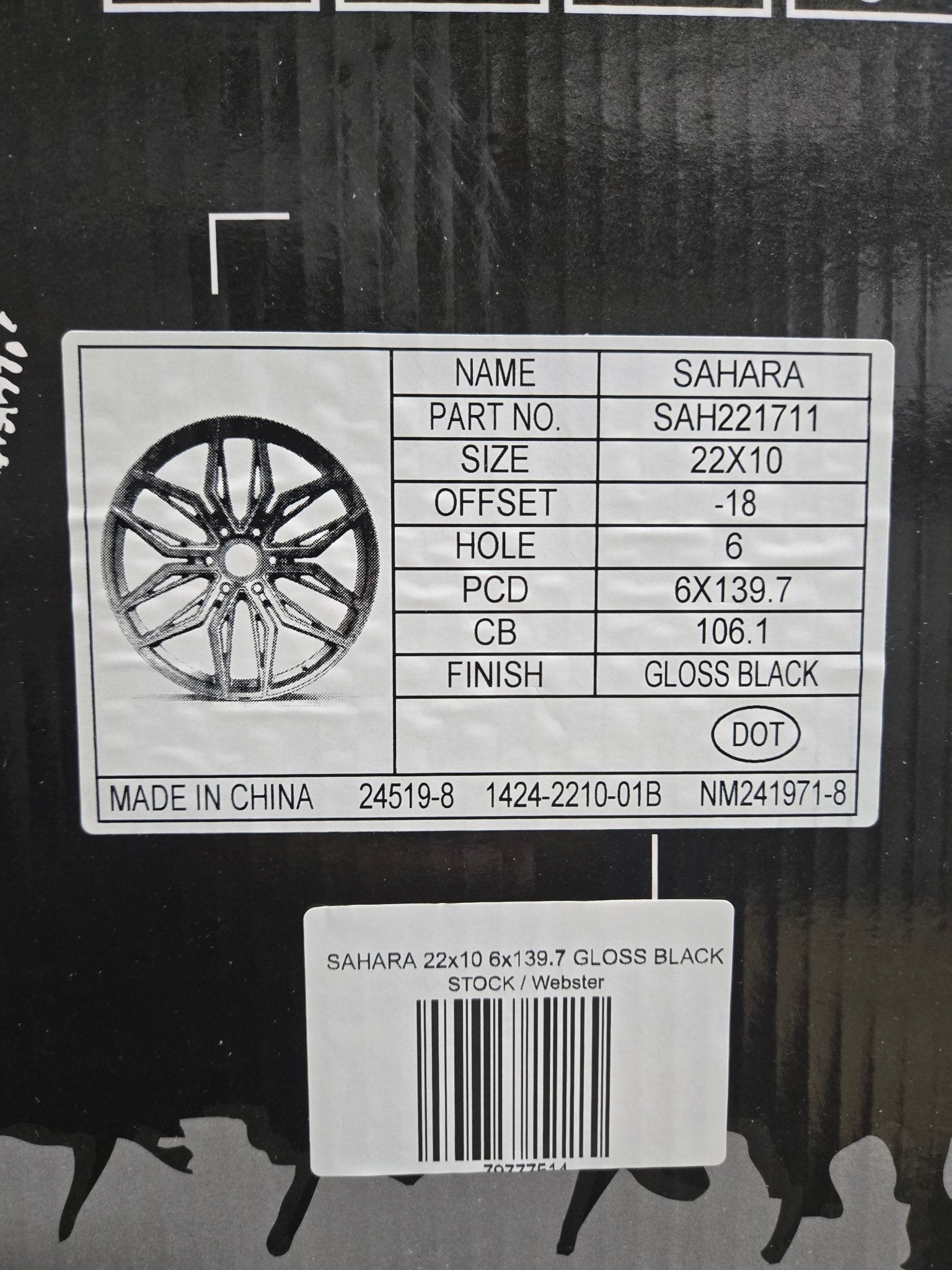 SAHARA 22x10 6x139.7 GLOSS BLACK