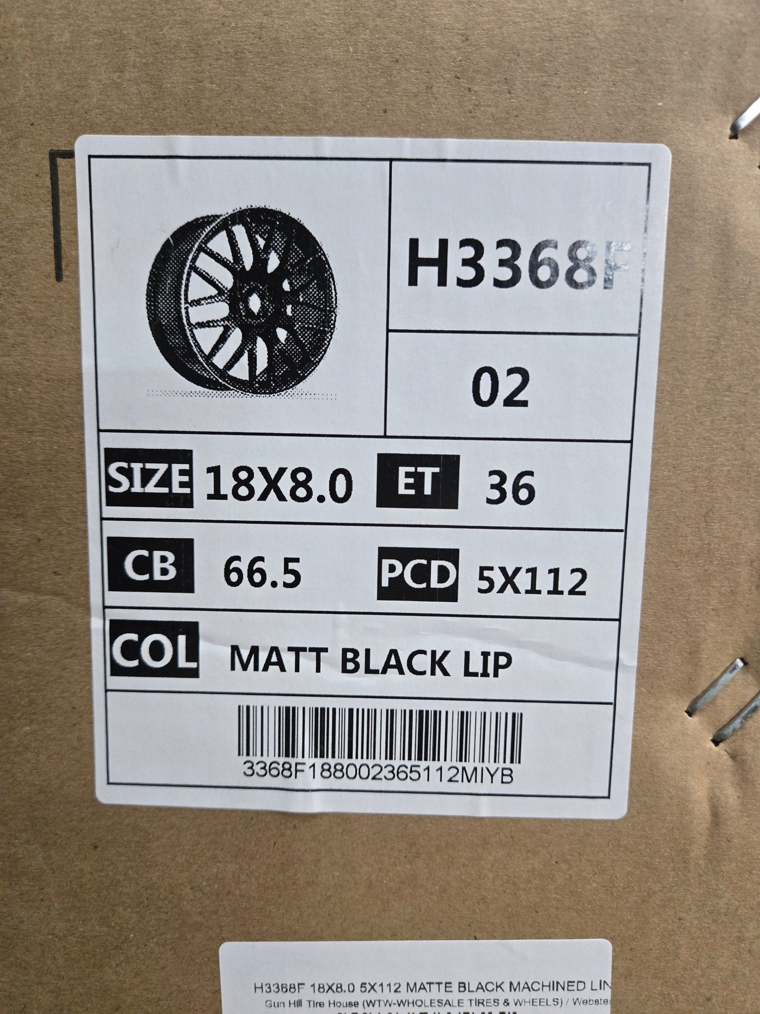 H3368F 18X8.0 5X112 MATTE BLACK MACHINED LINE