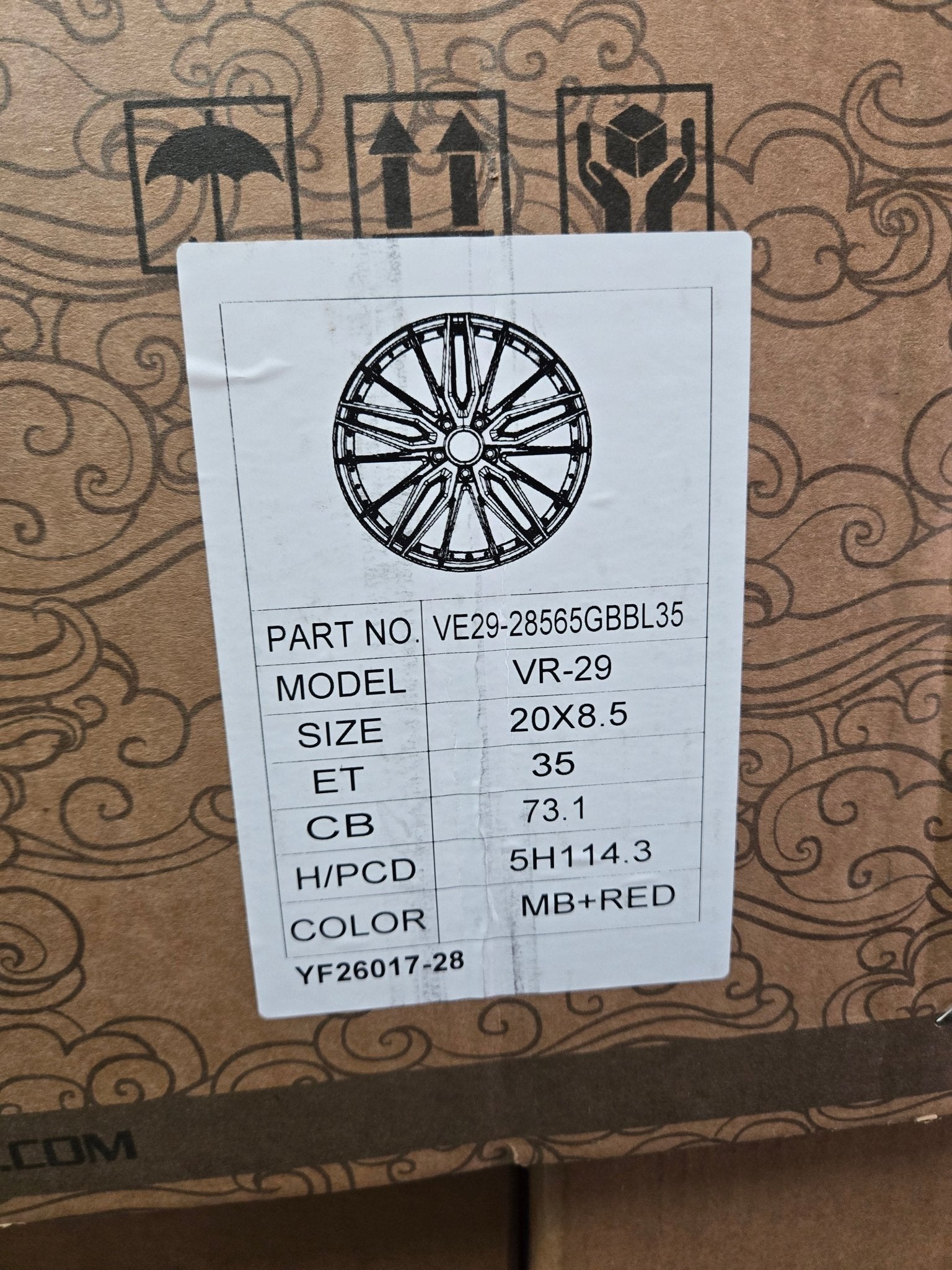 VELARO VR-29 20X8.5 5X114.3 GLOSS BLACK MILLED SPOKES RED