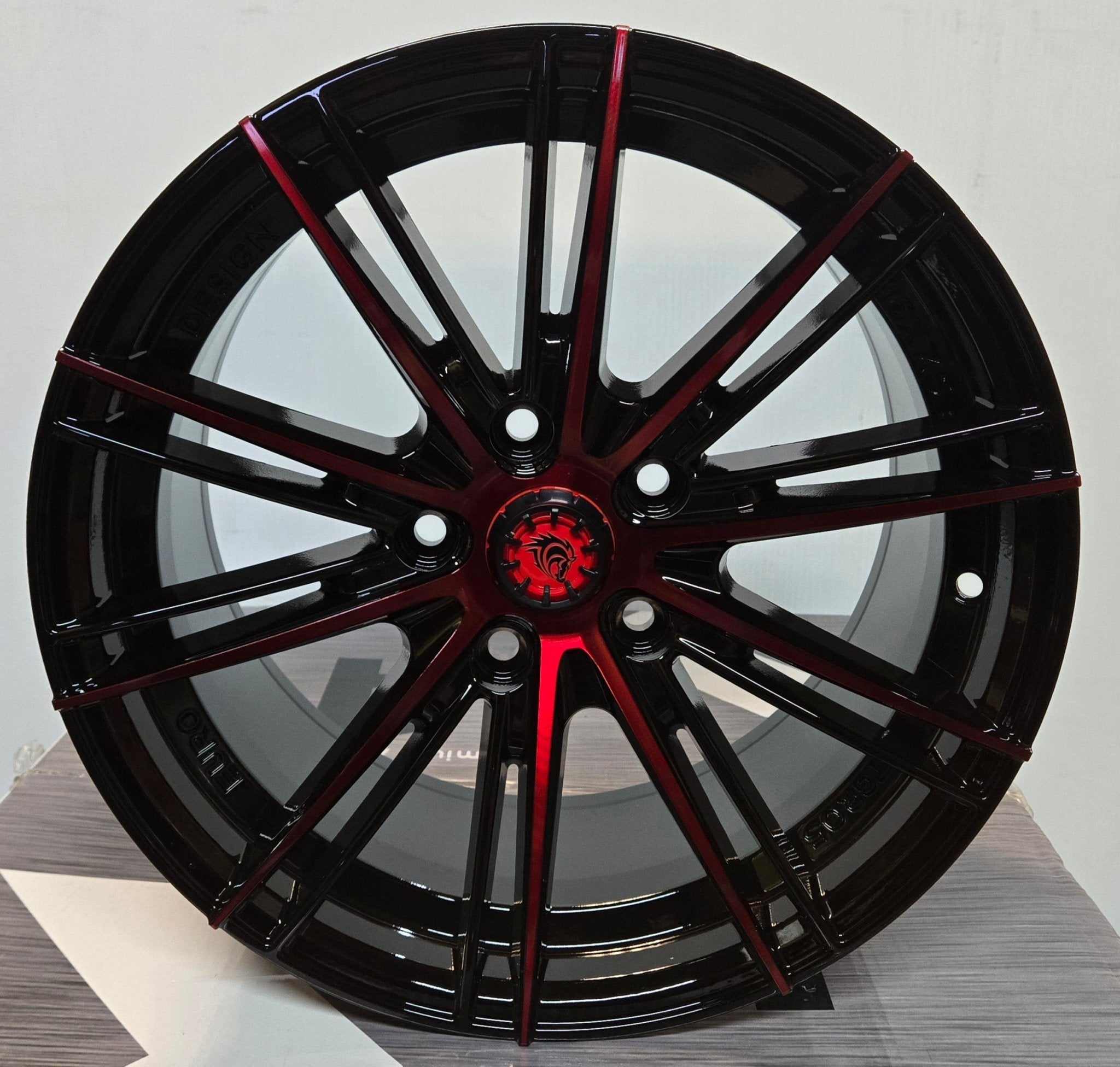 RAPIDASH RD30 16x7.5 5x112 / 5x114.3 PIANO BLACK RED FACE UNDER CUT