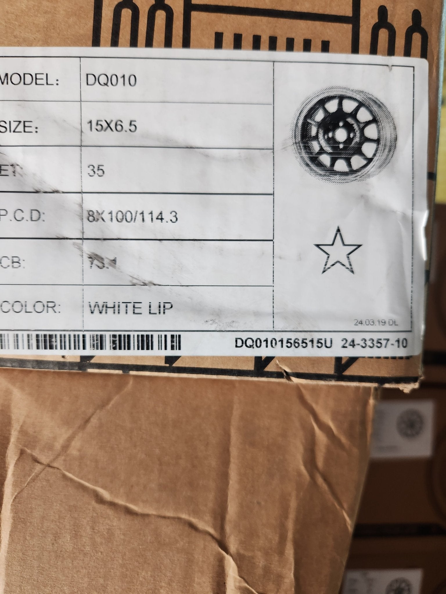 DQ10 15x6.5 4x100 / 4x114.3 GLOSS WHITE MACHINE LIP