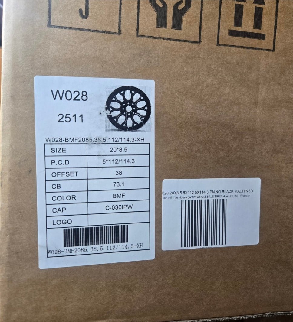 W028 20X8.5 5X112 5X114.3 PIANO BLACK MACHINED