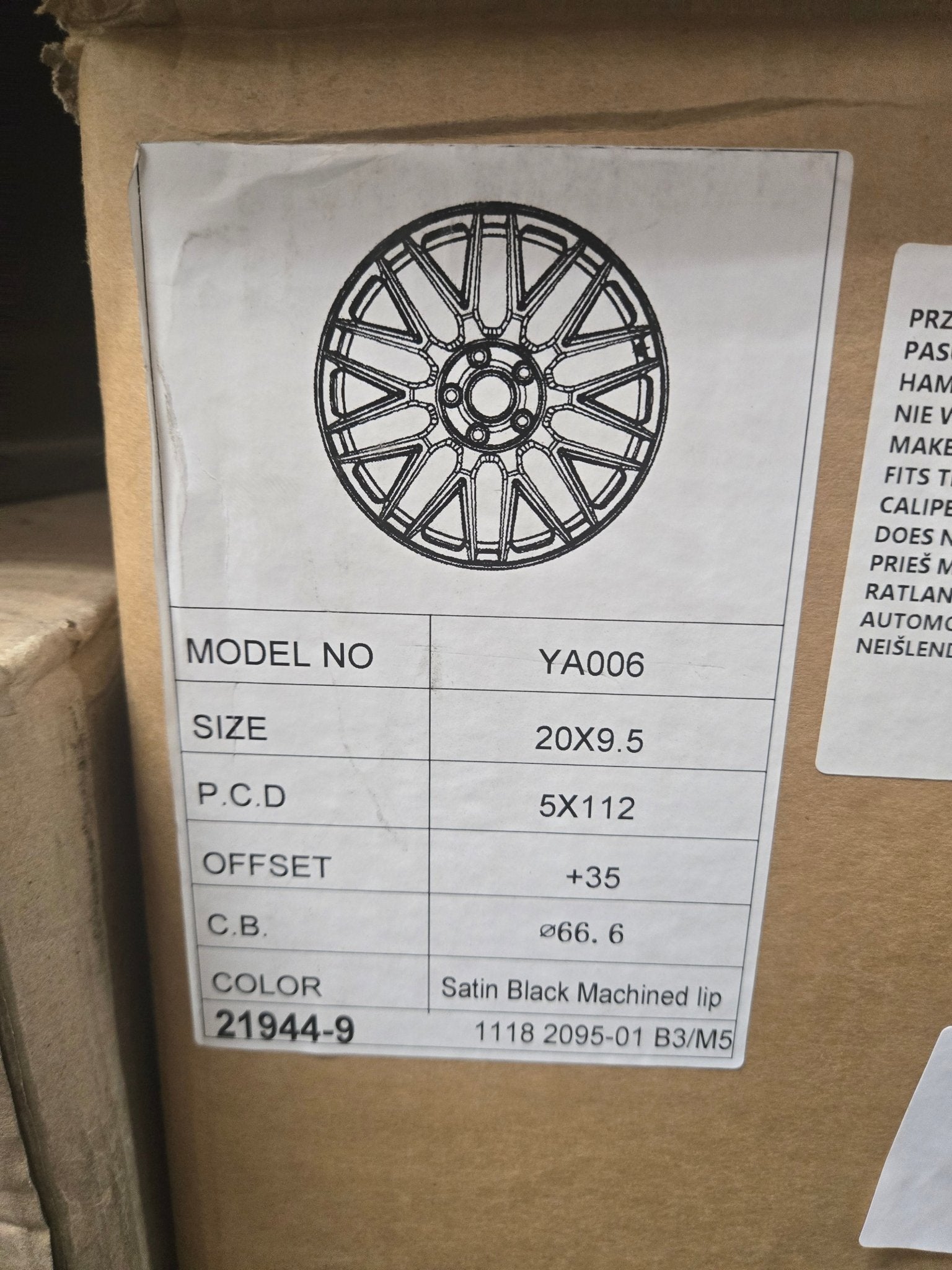 OE-22269-5 1118 20x9.5 5x112 MATTE BLACK MACHINE LIPS