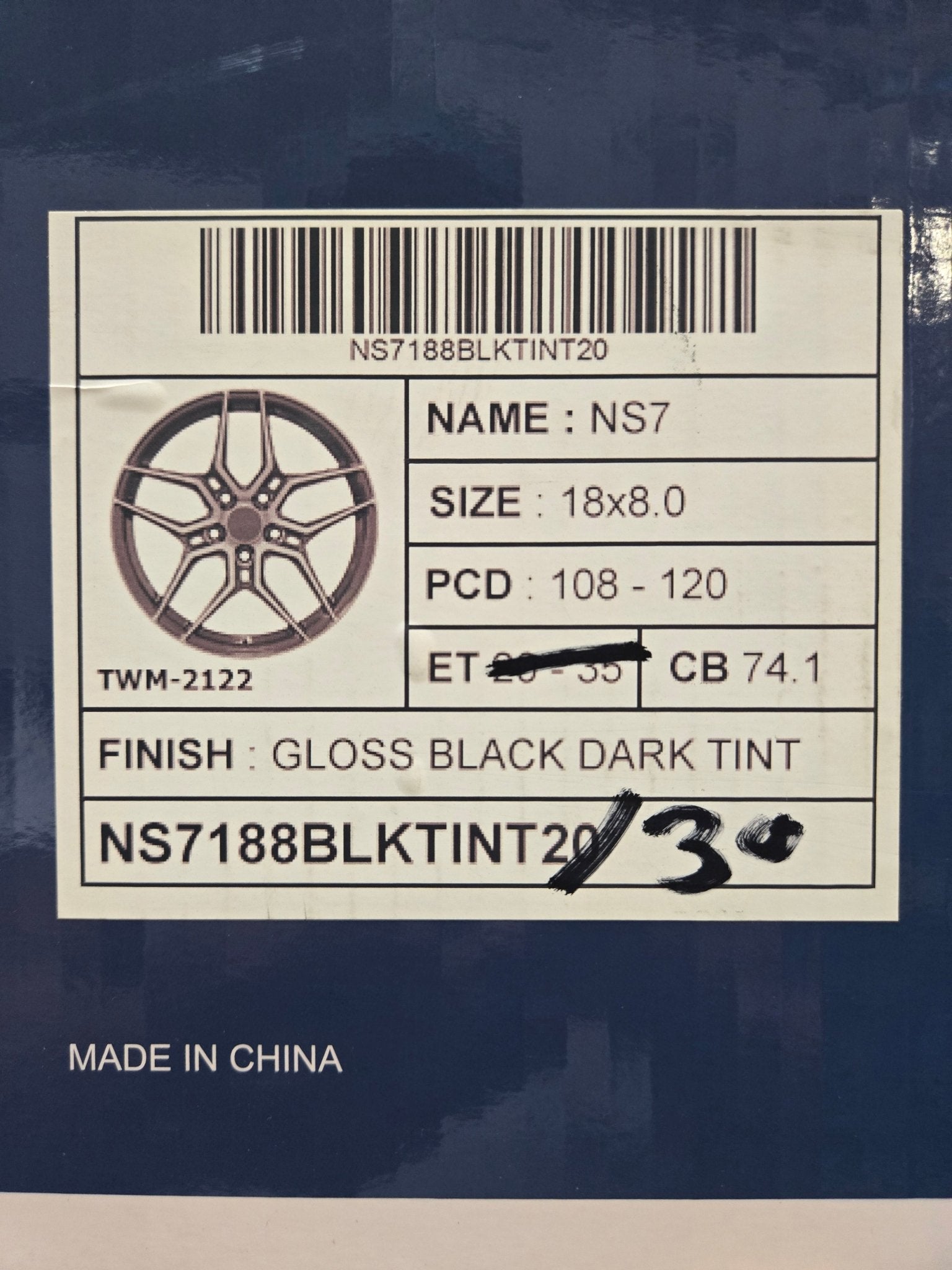 GWG NS7 18x8 BLANK DARK TINT
