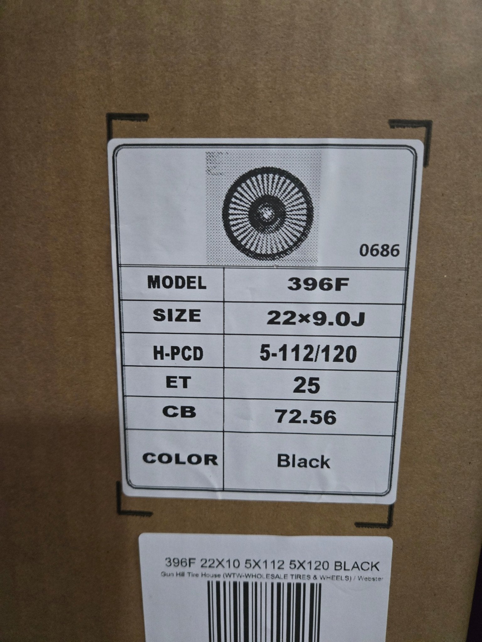 396F 22X9.0 5X112 5X120 BLACK