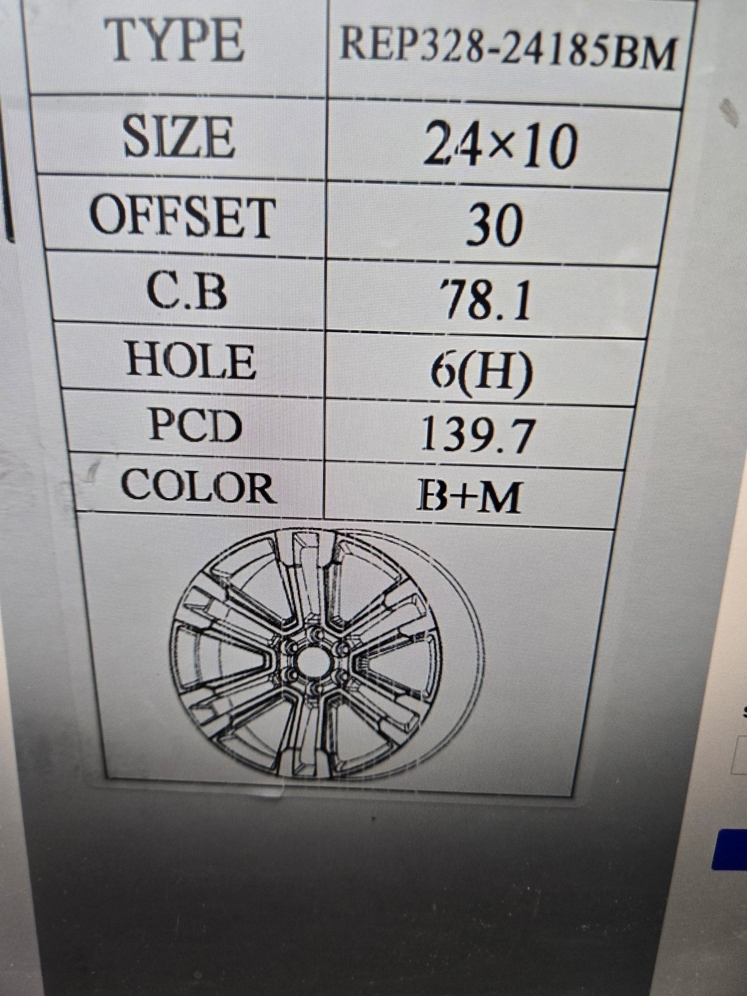 REP328-24185BM 24x10 6x5.5 BLACK MACHINED B+M