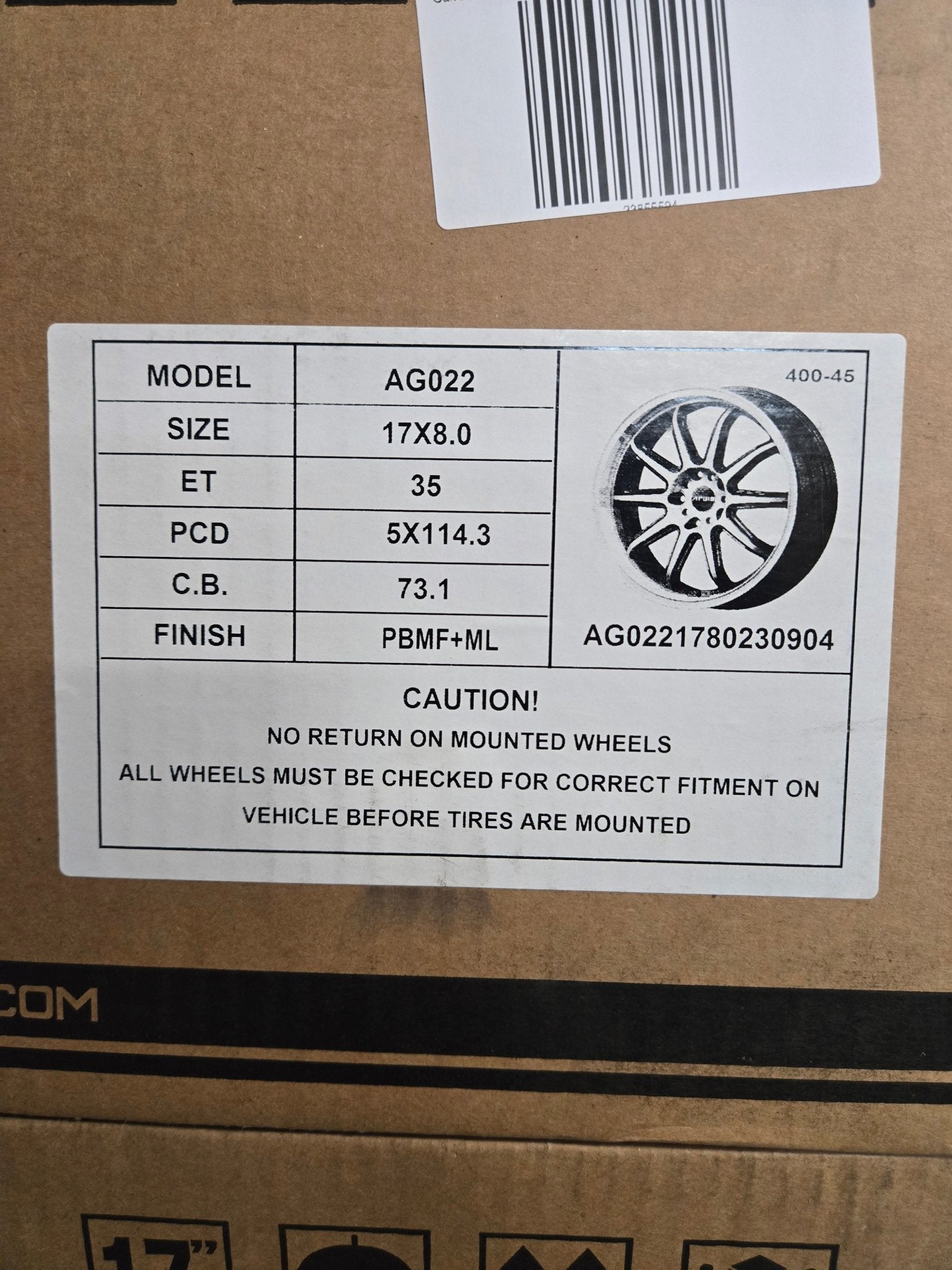 PEGASUS -AG22 17X8.0 5X114.3 PIANO BLACK MACHINED FACE