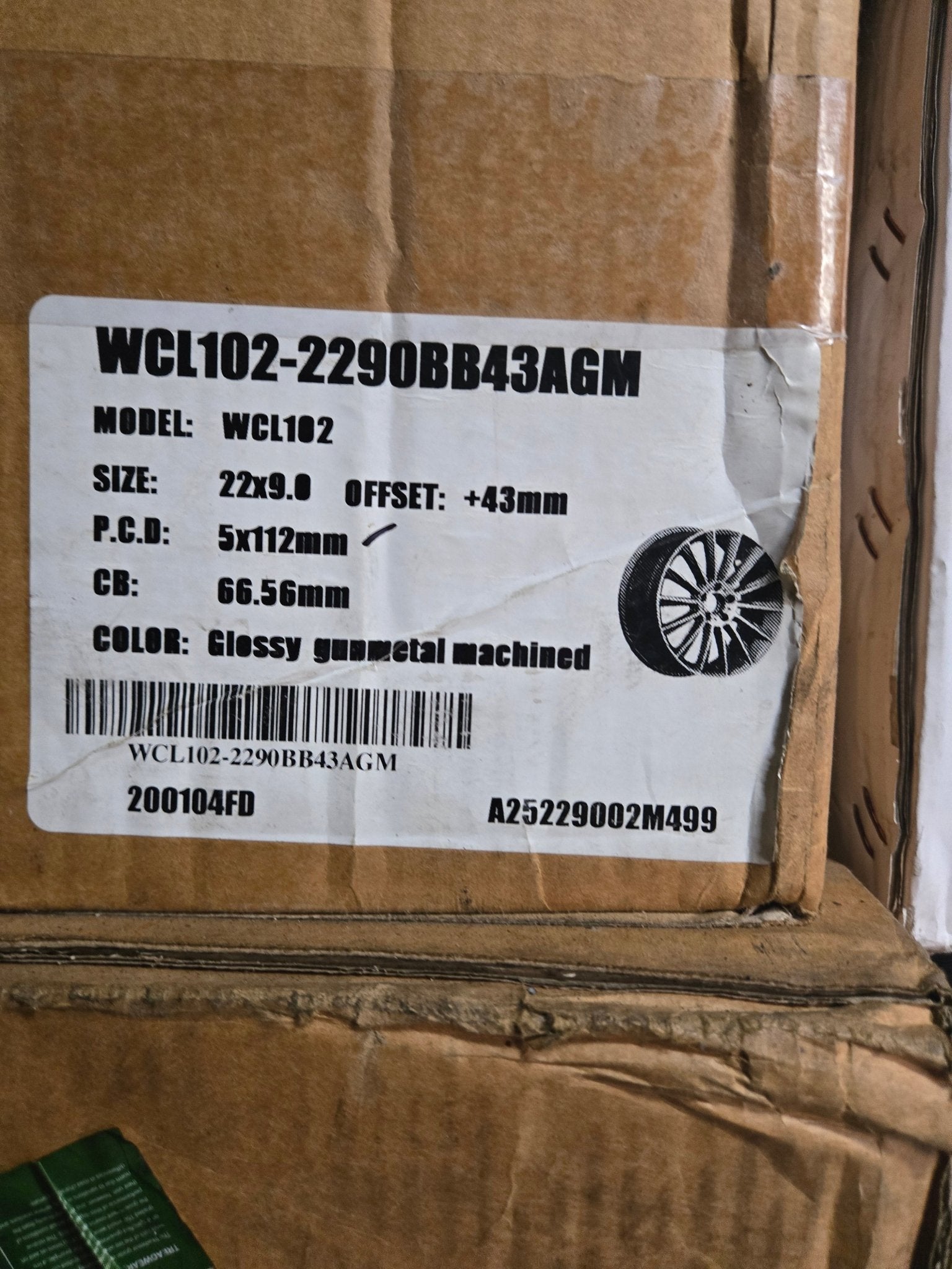 WCL102 WHEELS 22X9.0 5X112 GLOSSY GUN METAL MACHINE