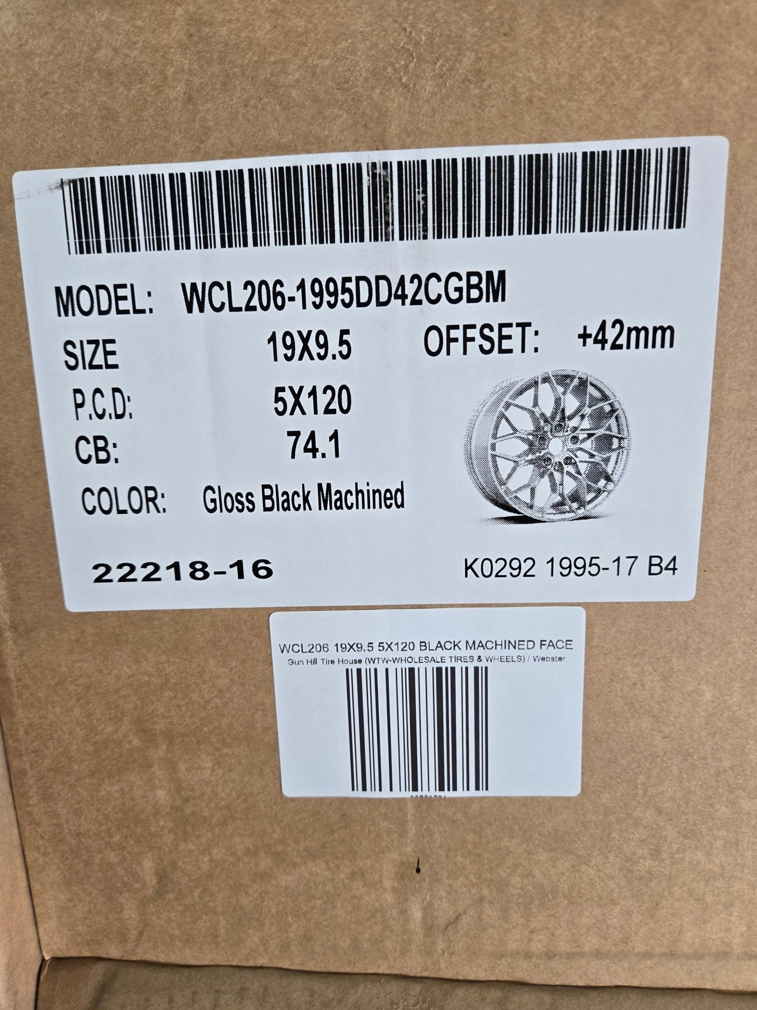 WCL206 19X9.5 5X120 BLACK MACHINED FACE
