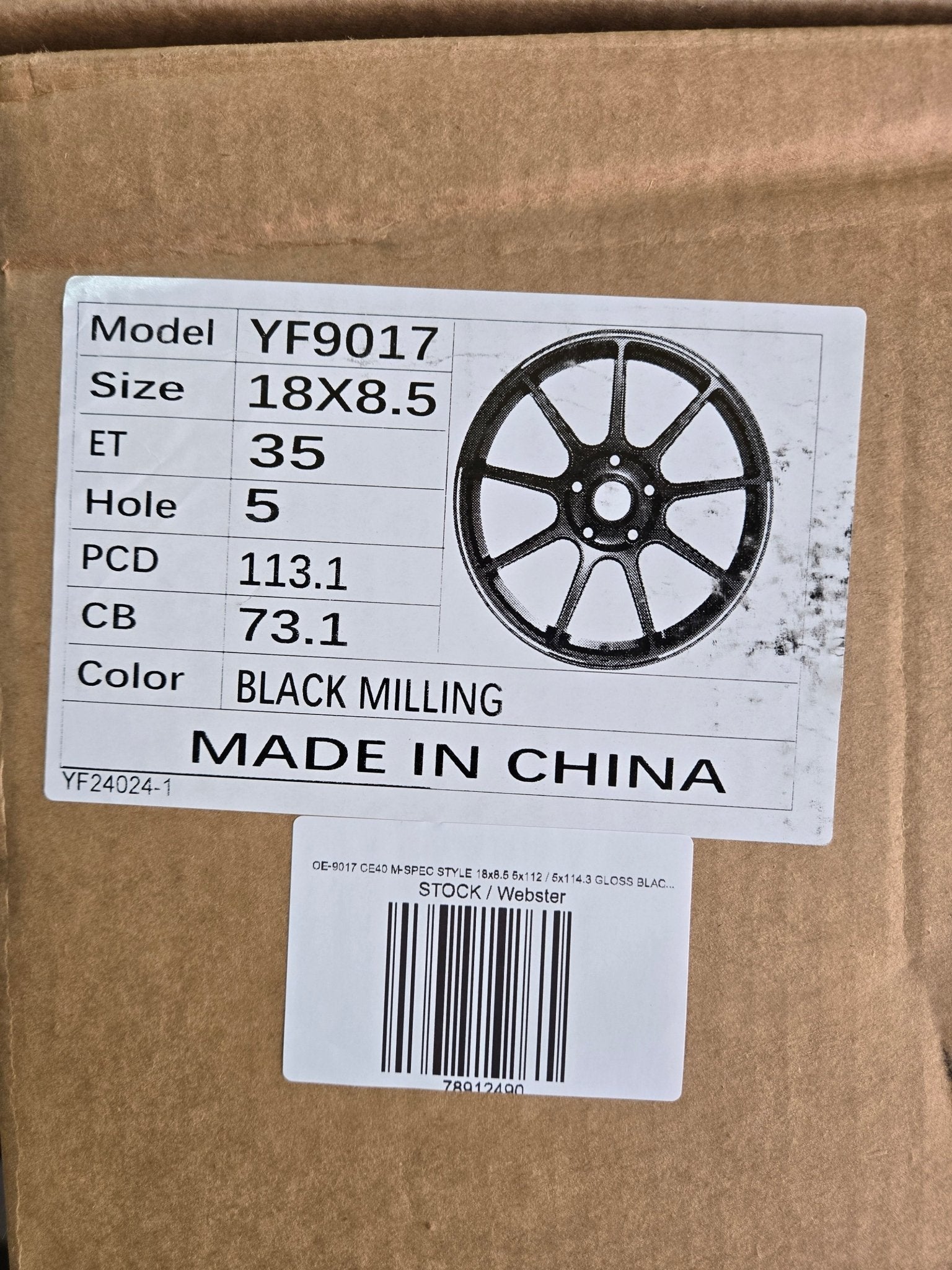 OE-9017 CE40 M-SPEC STYLE 18x8.5 5x112 / 5x114.3 GLOSS BLACK MACHINE LETTERING