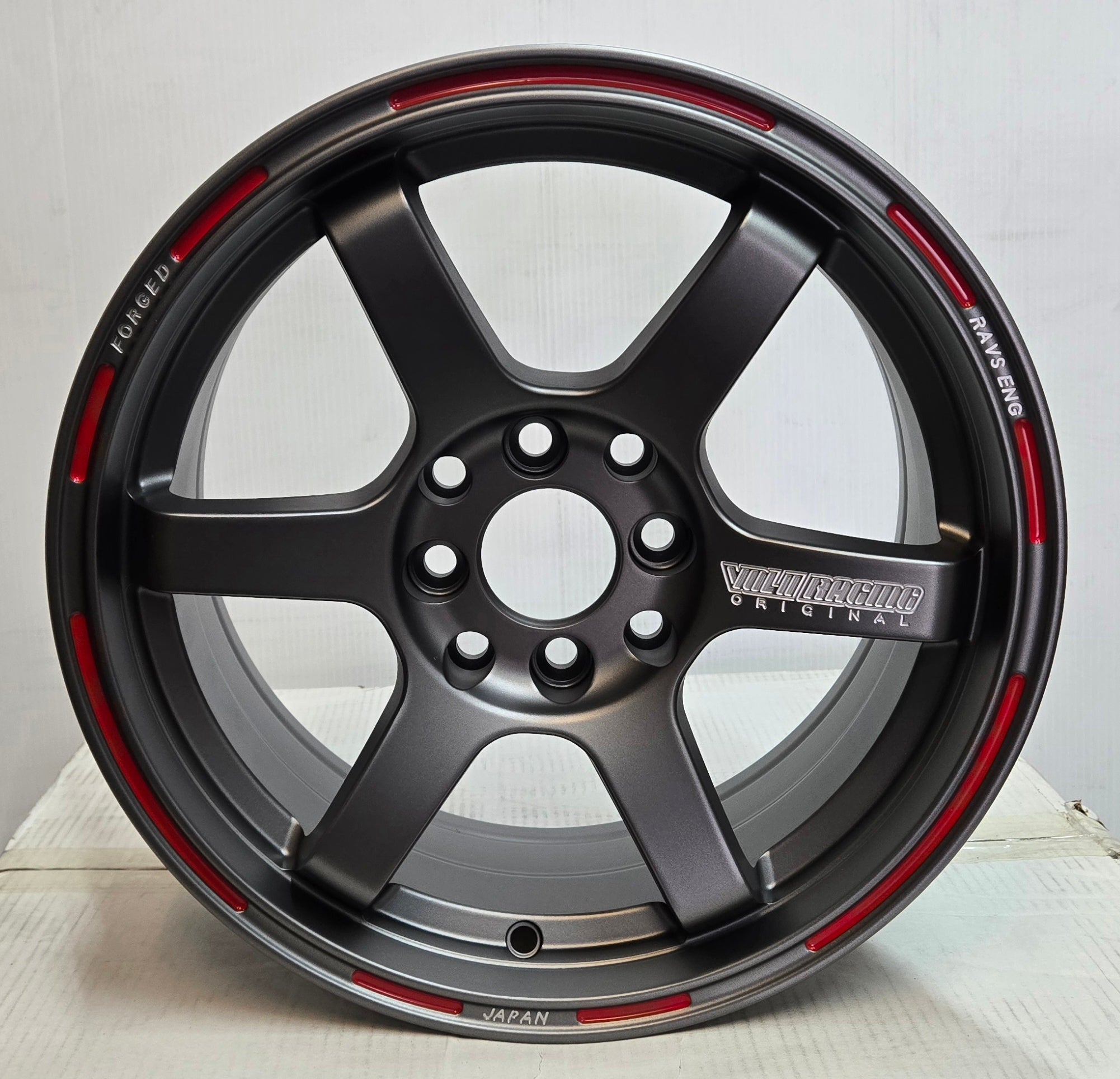 NISOSHI NS231 TE37 15X7.0 4X100 4X114.3 MATTE GRAPHITE RED LIP LETTERING