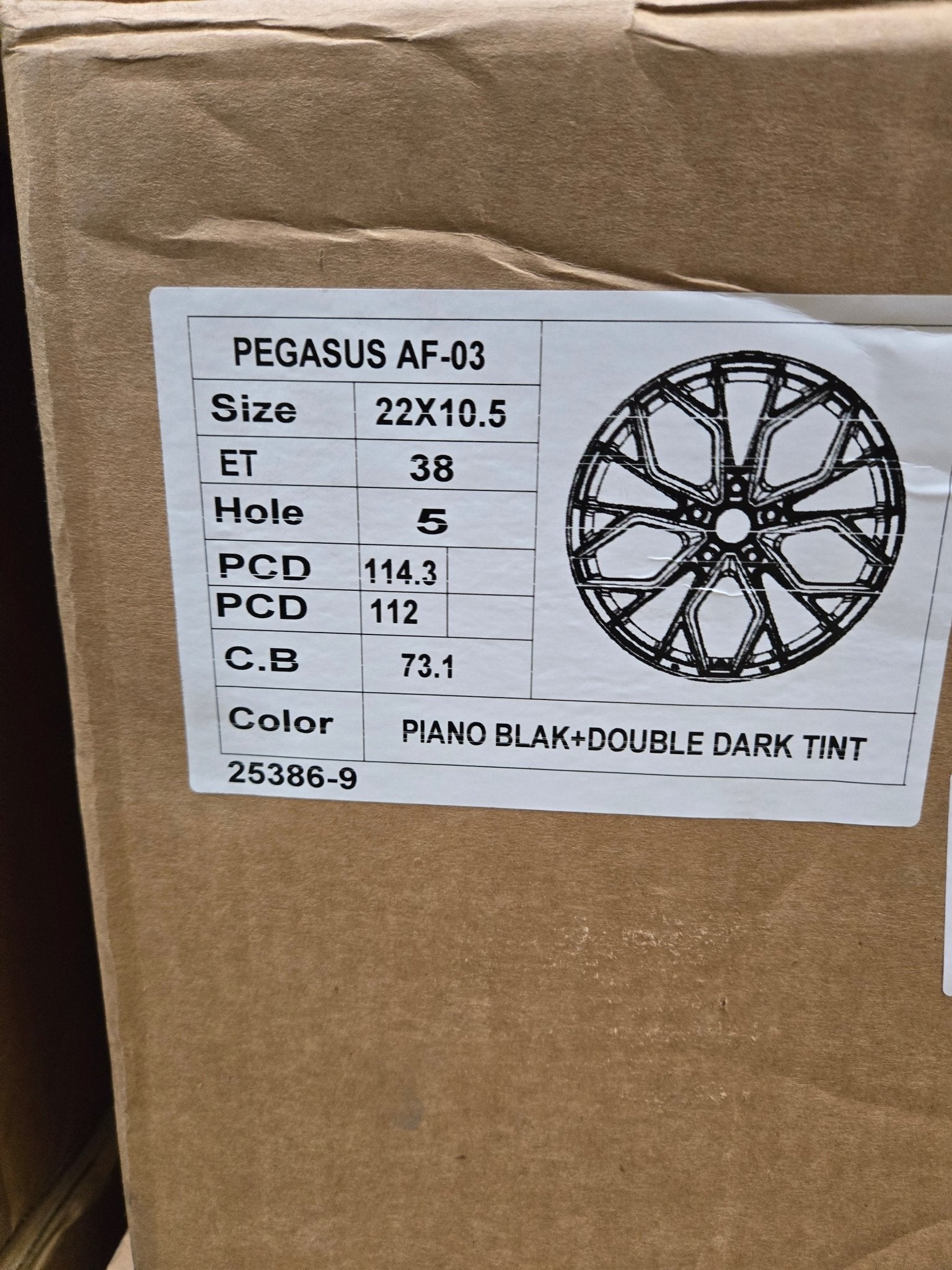 PEGASUS-5558 22x10.5 5x112 / 5x114.3 GLOSS BLACK MACHINED FACE DARK TINTED