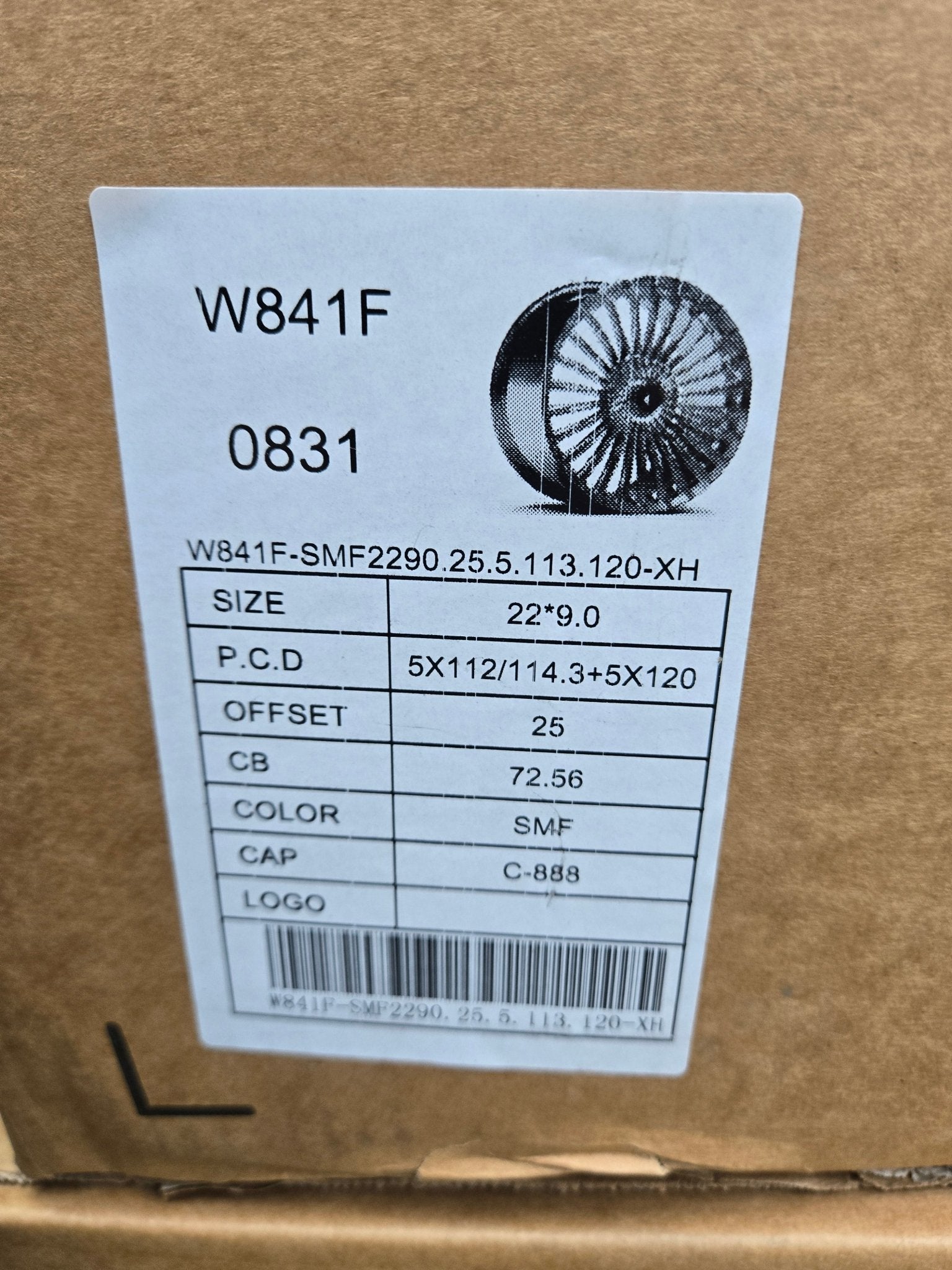 W841F 22X9.0 5X112 5X114.3 5X120 SIVER MACHINED FACE