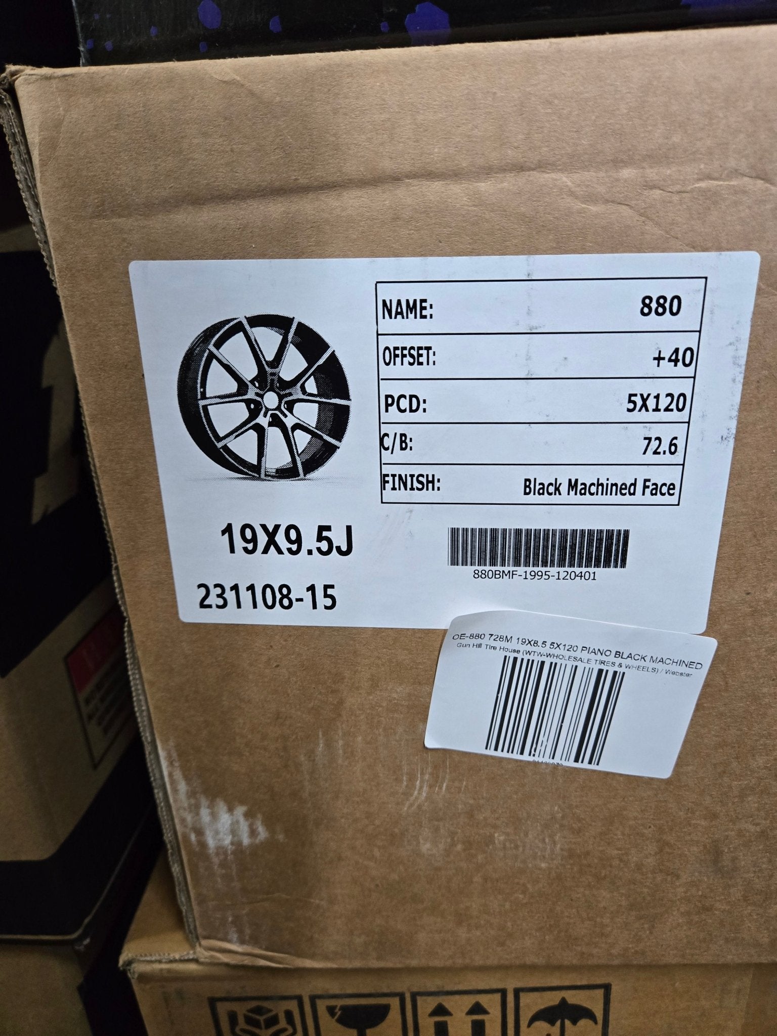 OE-880 728M 19X9.5 5X120 PIANO BLACK MACHINED FACE