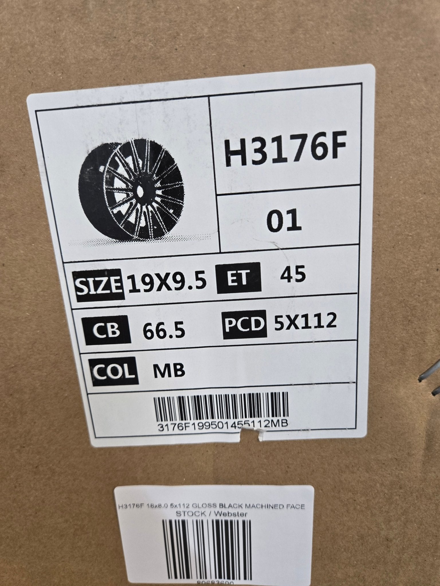 H3176F 19x9.5 5x112 GLOSS BLACK MACHINED FACE