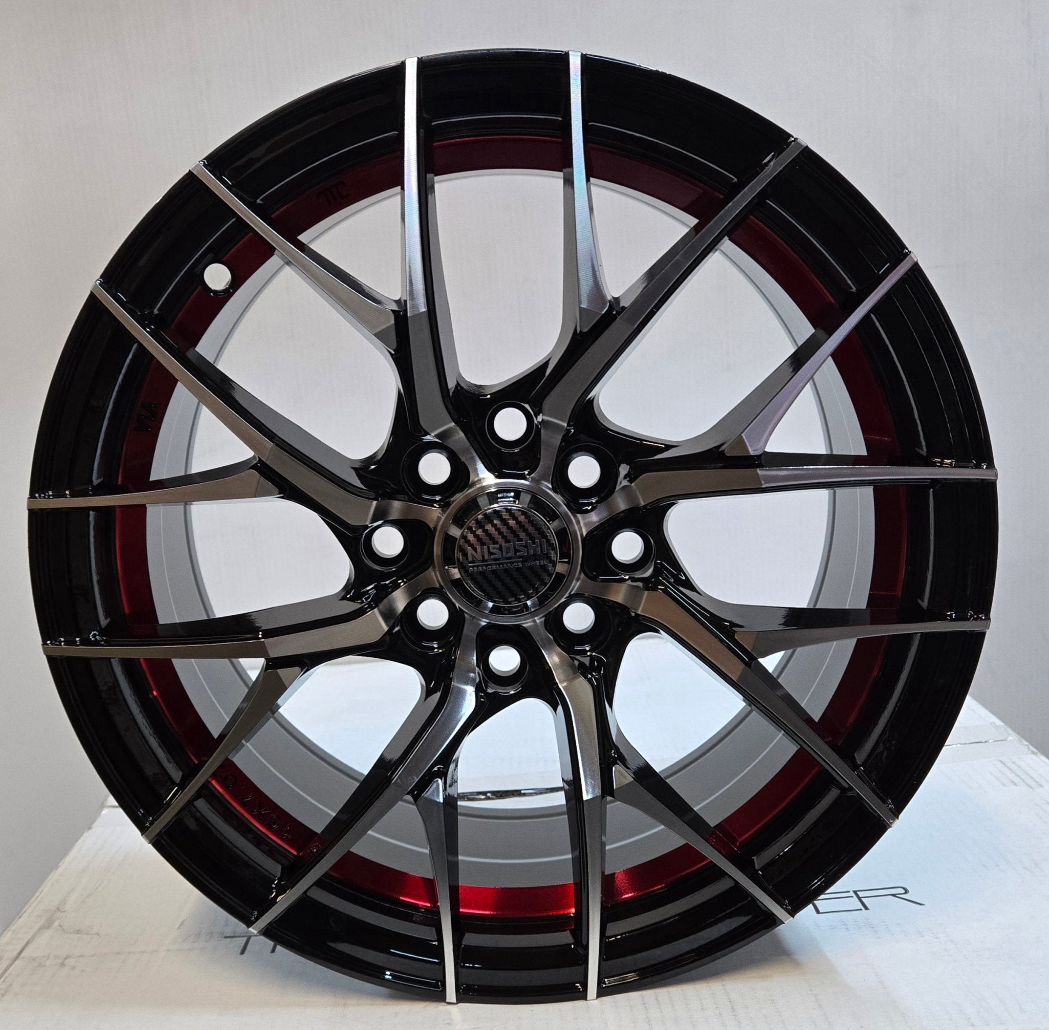 PEGASUS 5570 15X7.0 4X100 4X114.3 PIANO BLACK MACINED RED UNDER CUT