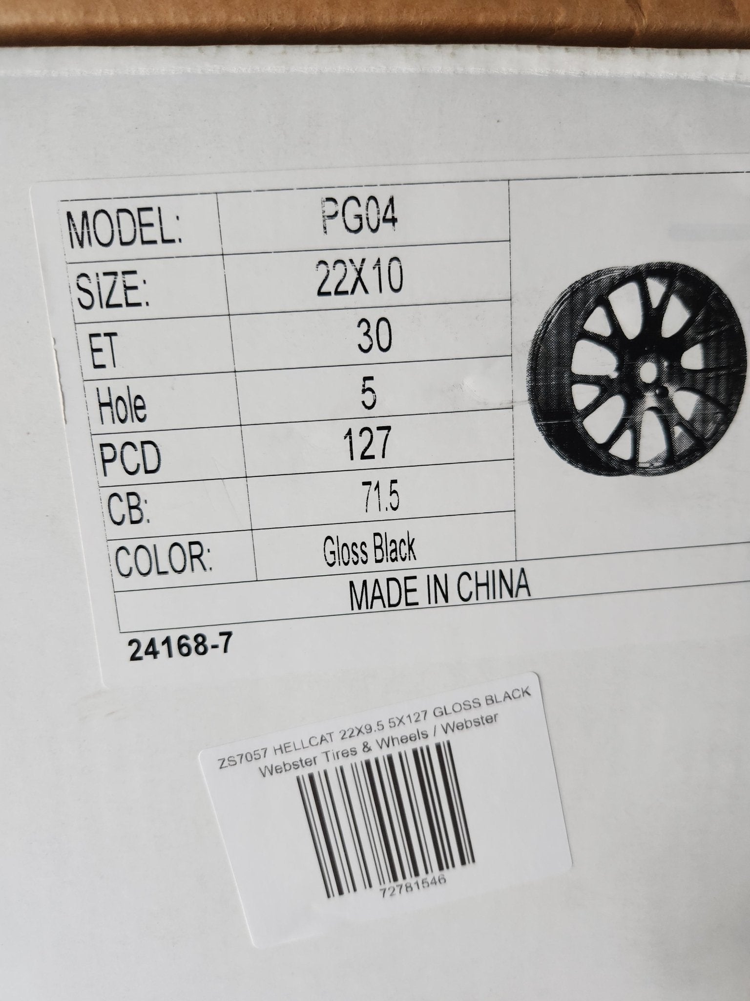 ZS7057 HELLCAT PG04 22X10 5X127 GLOSS BLACK