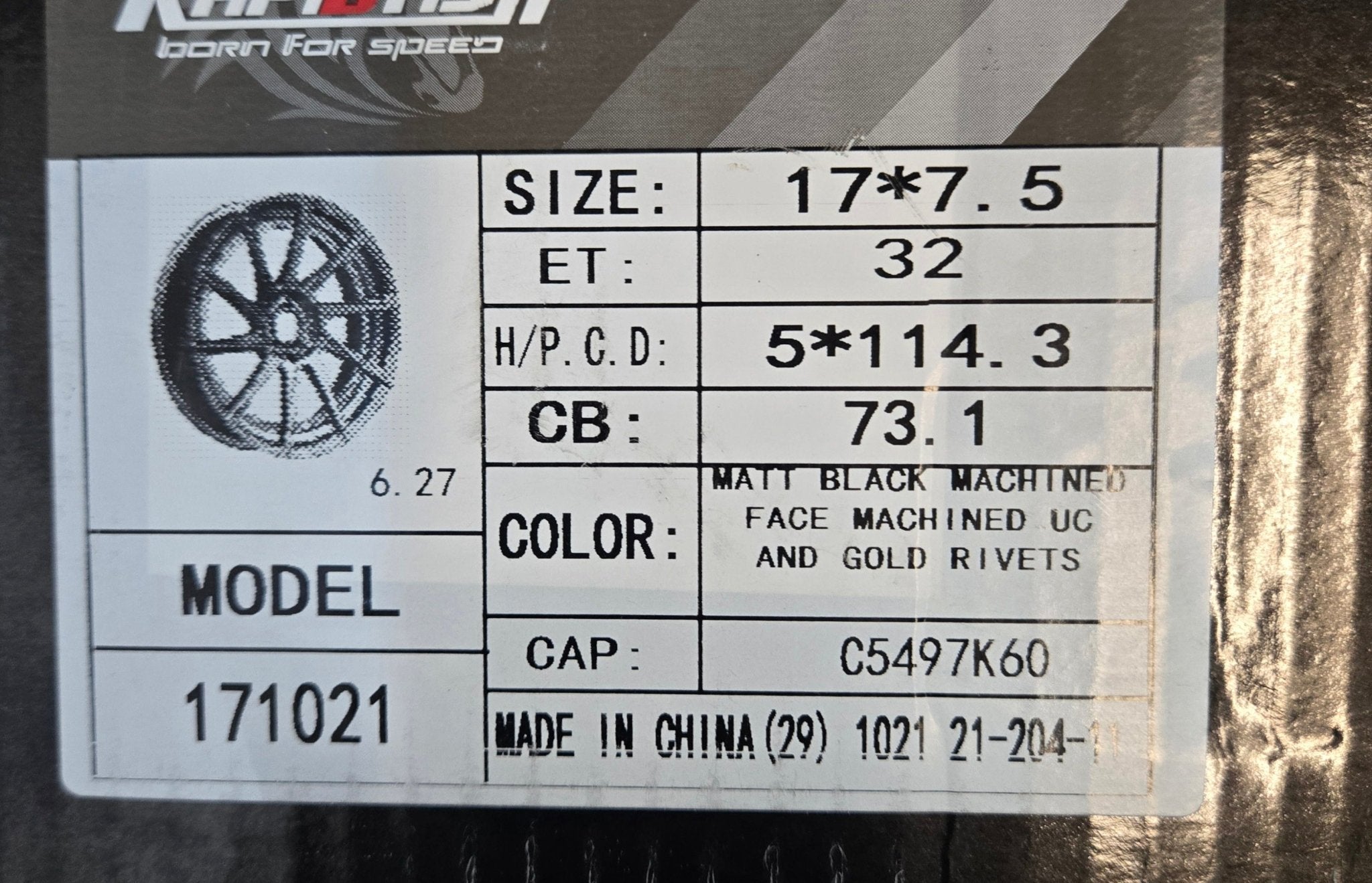 RAPIDASH PW -RD2 17X7.5 5X114.3 MATTE BLACK MACHINED CUT AND GOLD RIVI