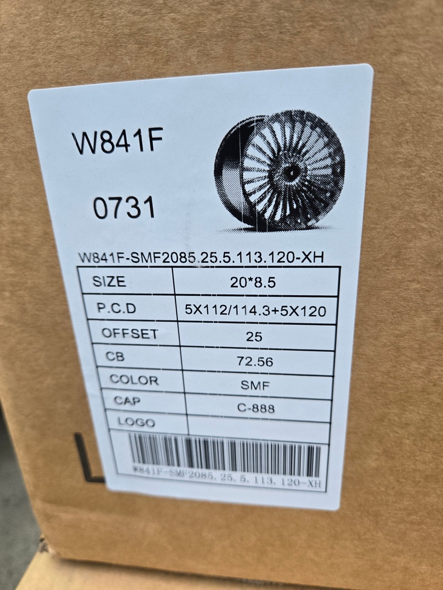 W841F 20X8.5 5X112 5X114.3 5X120 SILVER MACHINED FACE