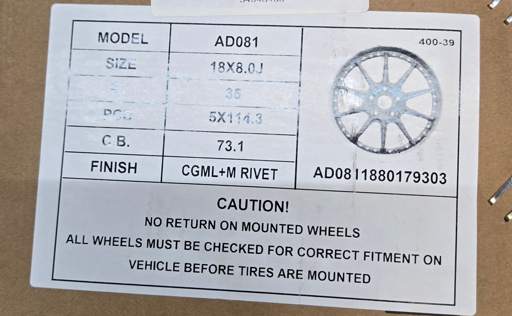 PEGASUS AD081 WHEELS 18X8 5X4.5 GML+M RIVETS