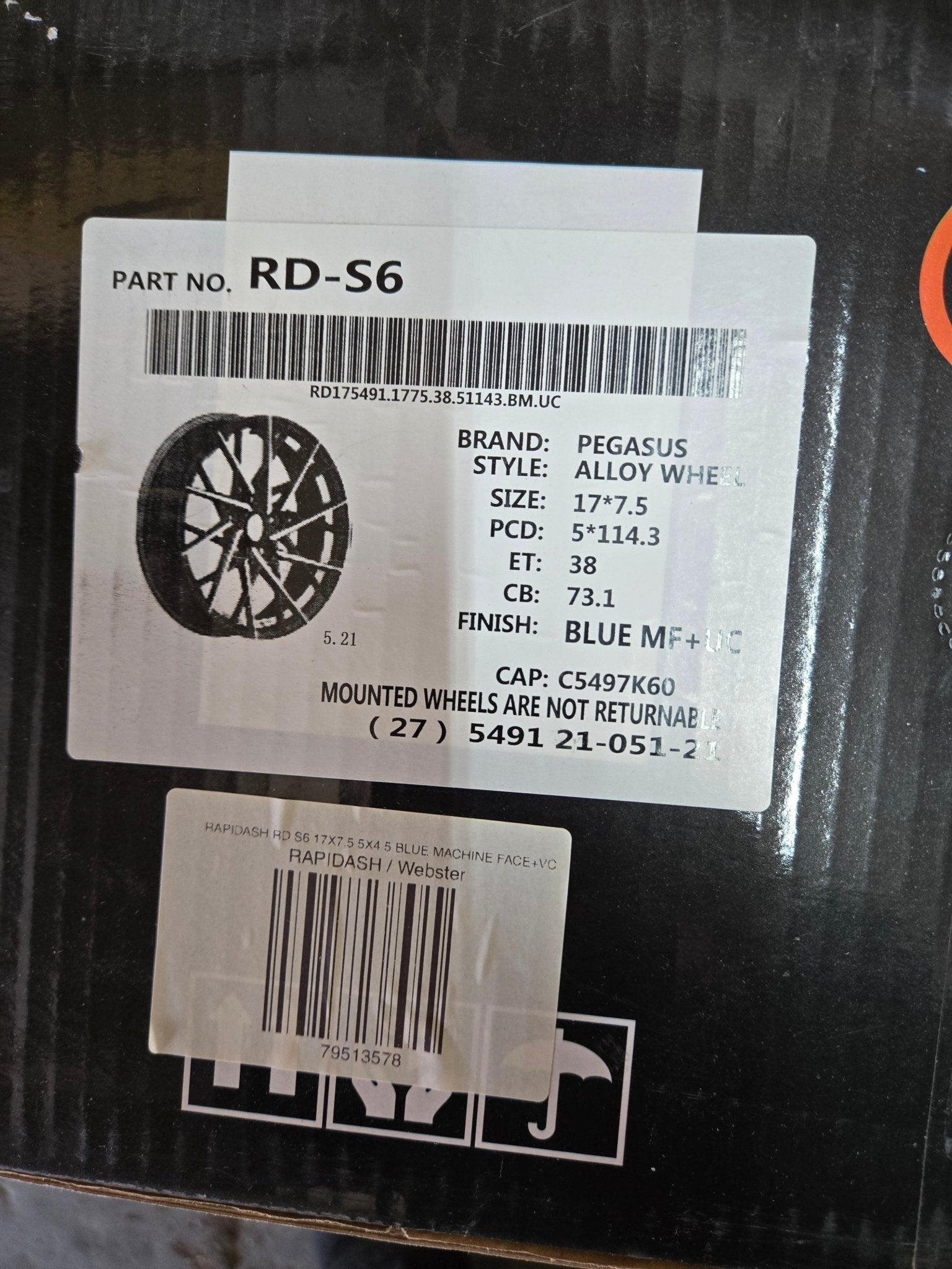 RAPIDASH RD S6 17X7.5 5X4.5 BLUE MACHINE FACE+VC