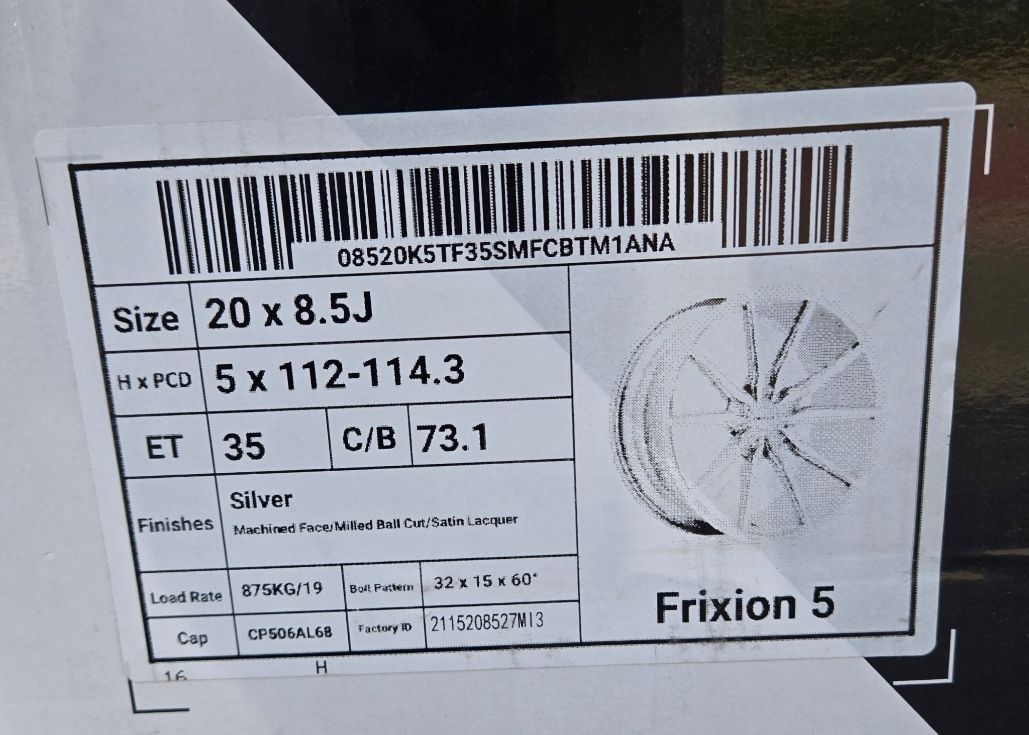 INOVIT FRIXION 5 20x8.5 5x114.3 SILVER  MACHINE