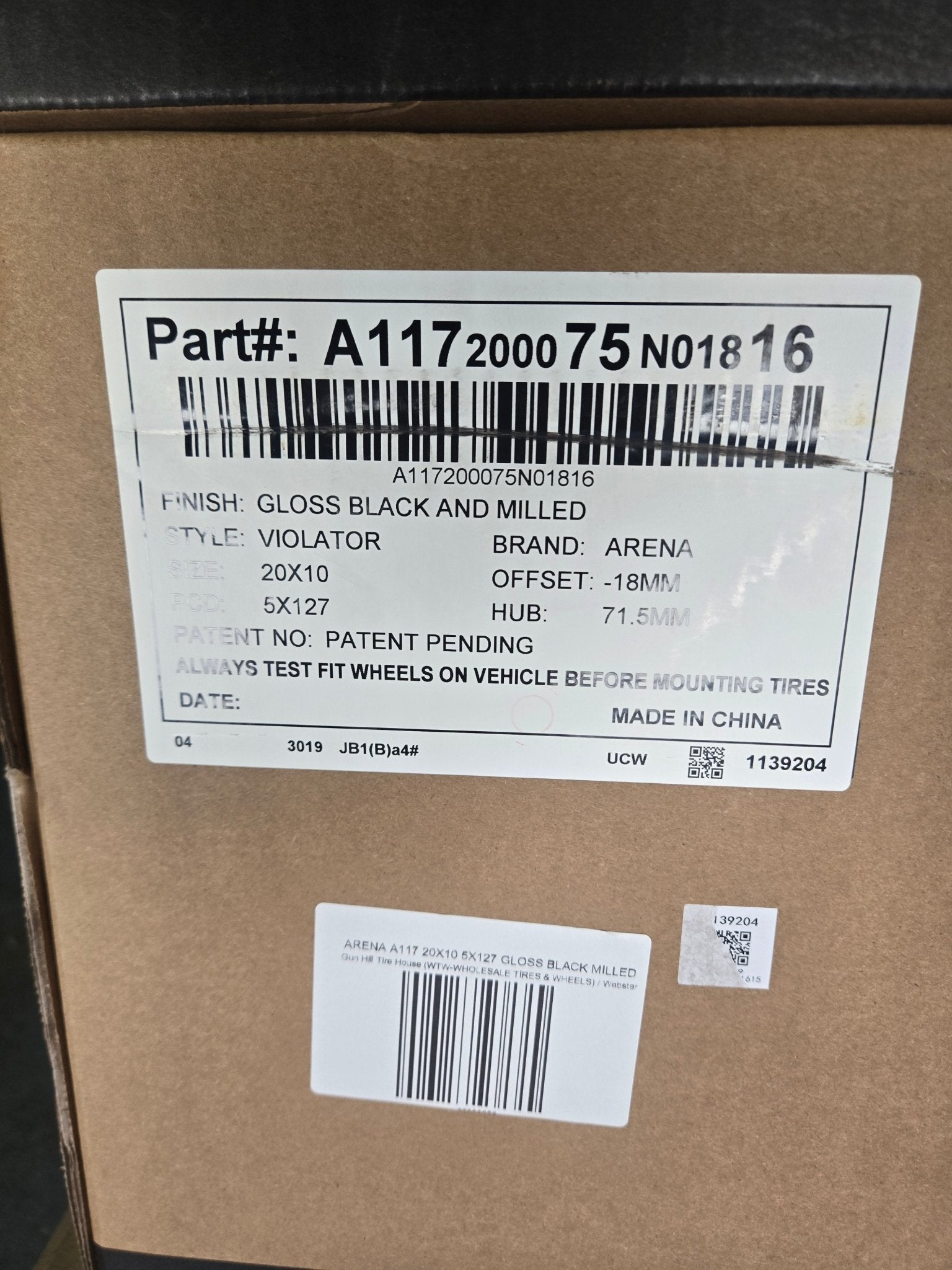 ARENA A117 20X10 5X127 GLOSS BLACK MILLED