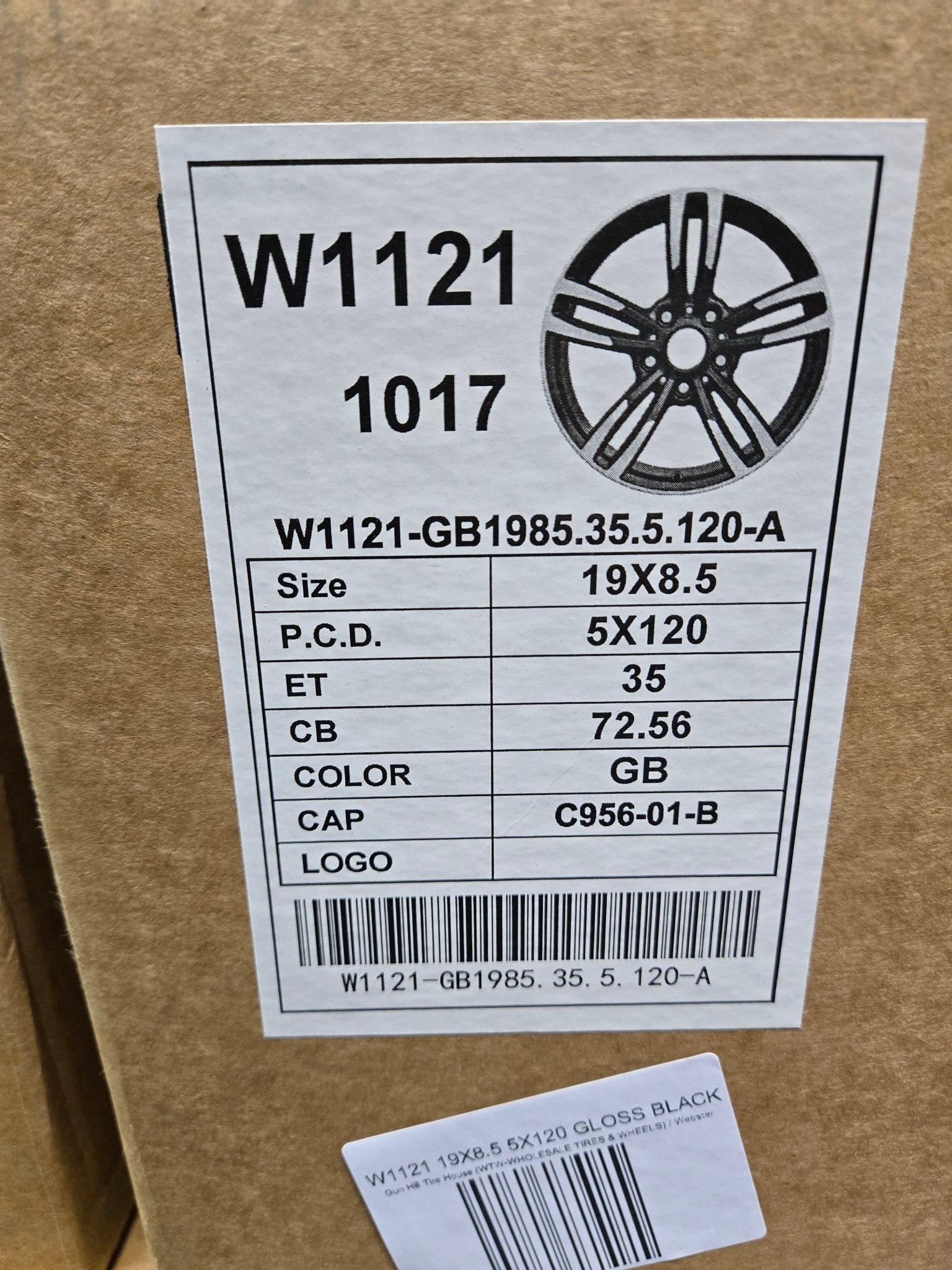 W1121 19X8.5 5X120 GLOSS BLACK