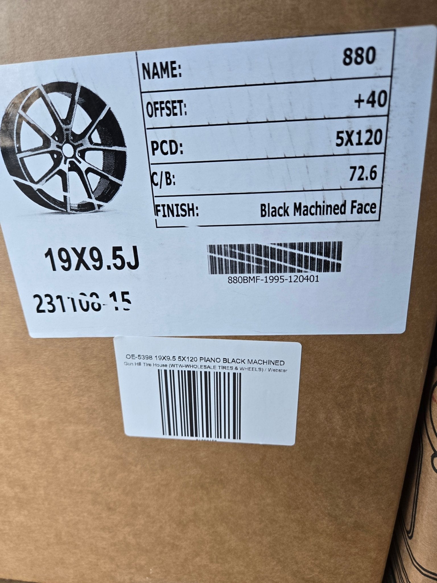 OE-5398 19X9.5 5X120 PIANO BLACK MACHINED