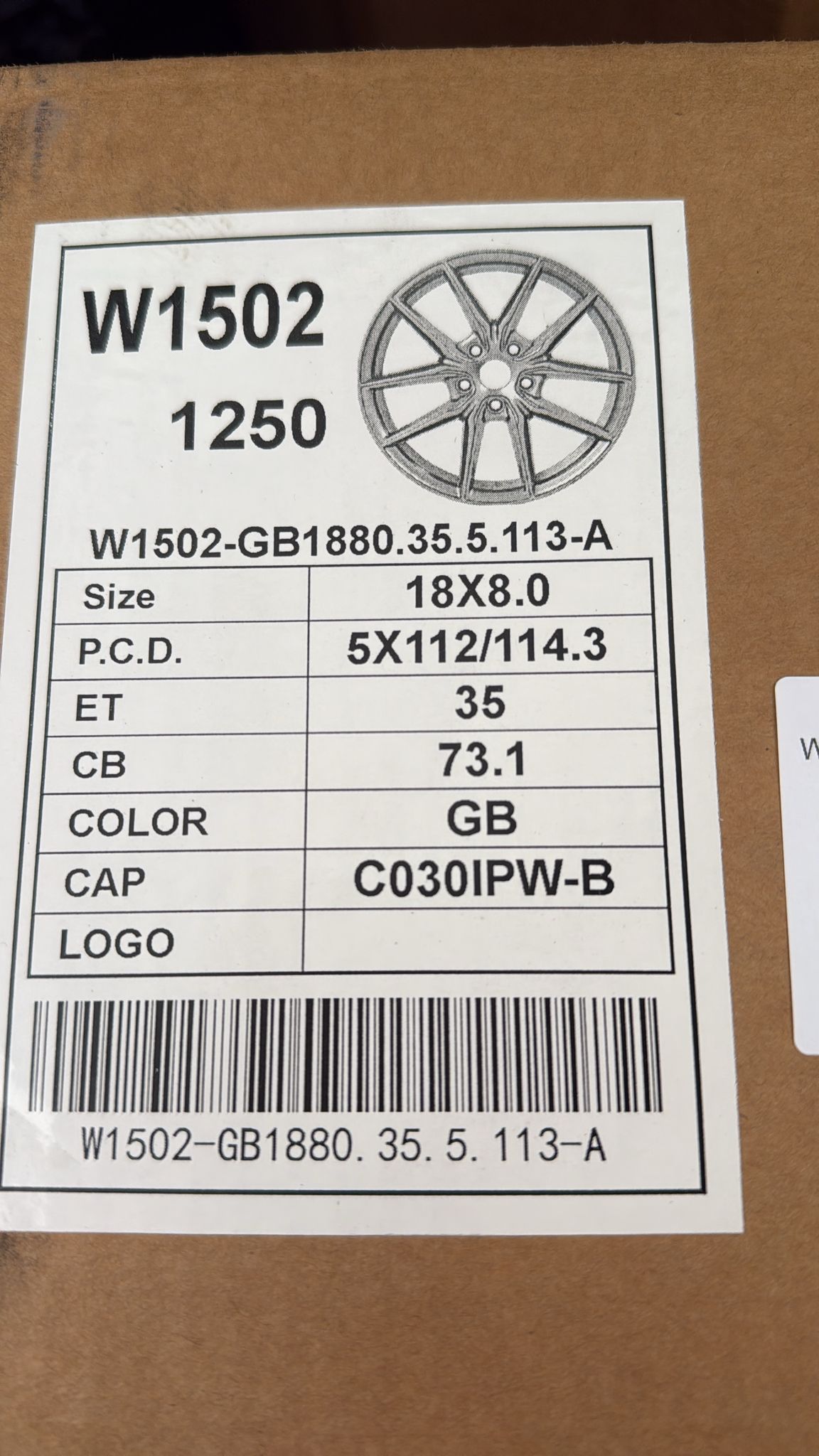W1502 18x8.0 5x114.3 GLOSS BLACK