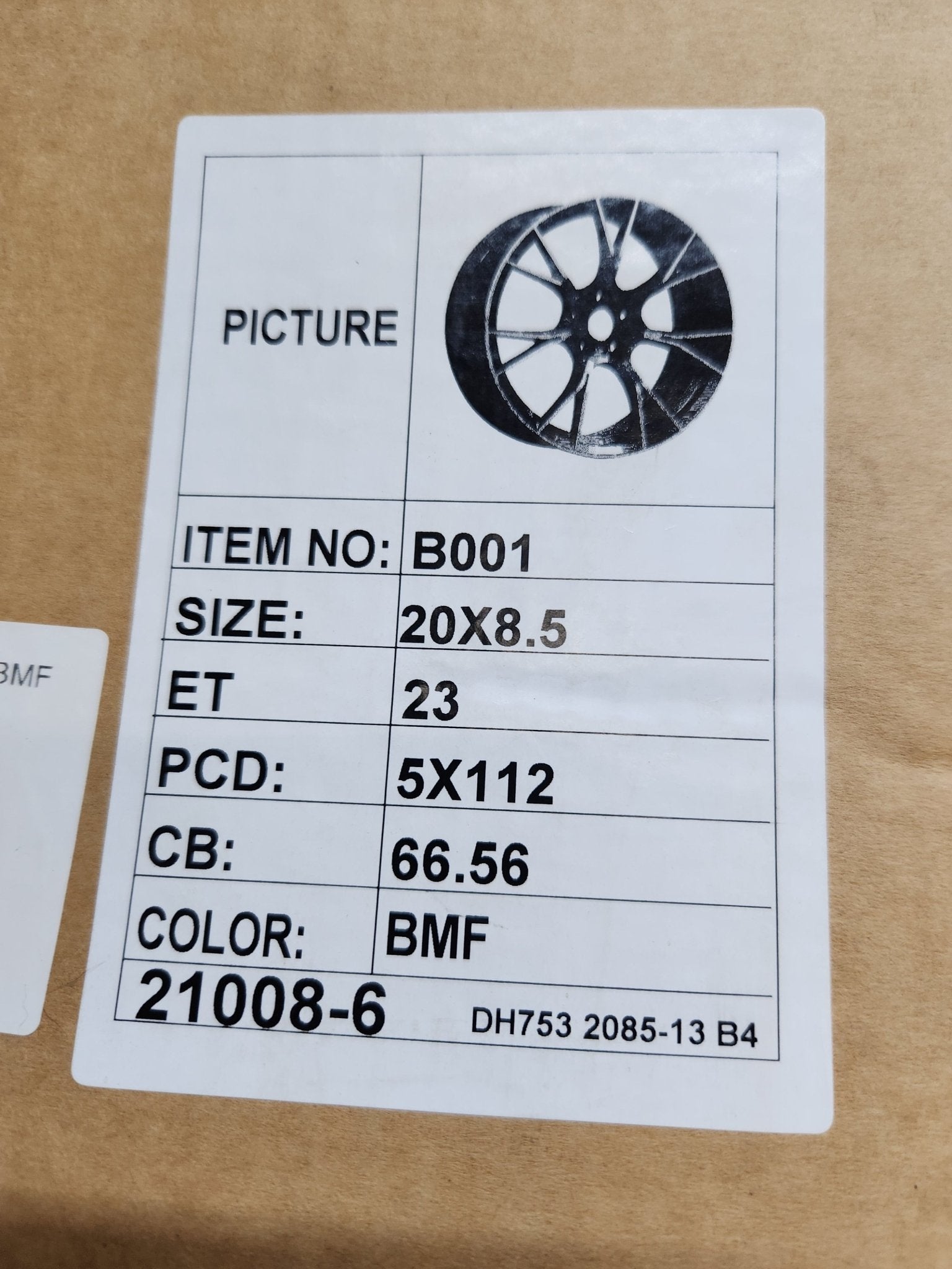 B001 20X8.5 5X112 BLACK MACHINE FACE