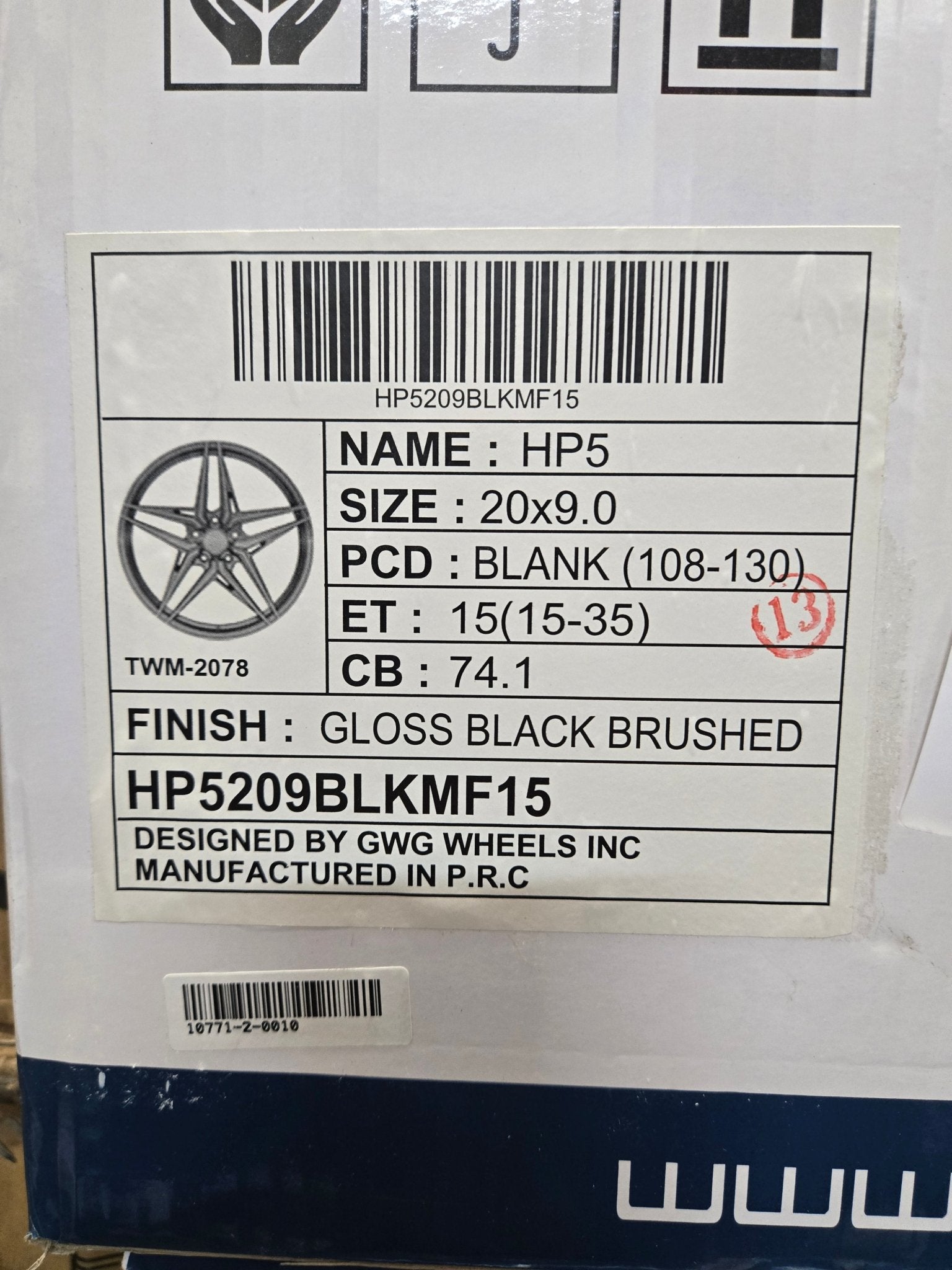GWG HP5 20X9.0 5X114.3 PIANO BLACK MACHINED FACE