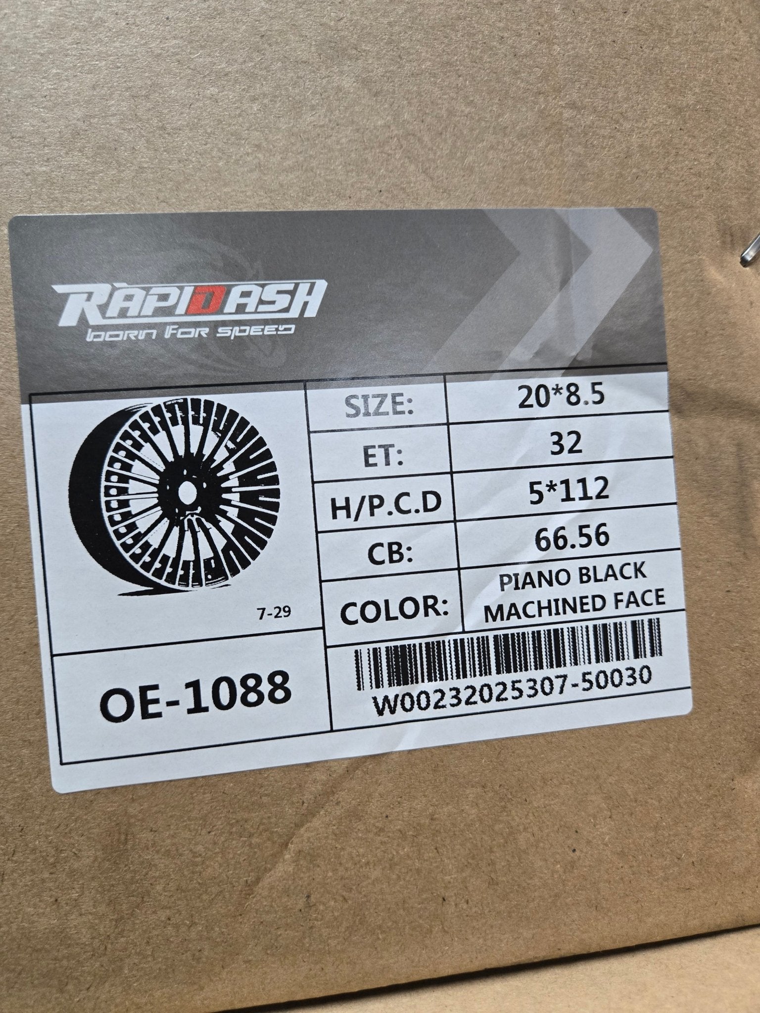 OE-1088 20X8.5 5X112 PIANO BLACK MACHINED FACE