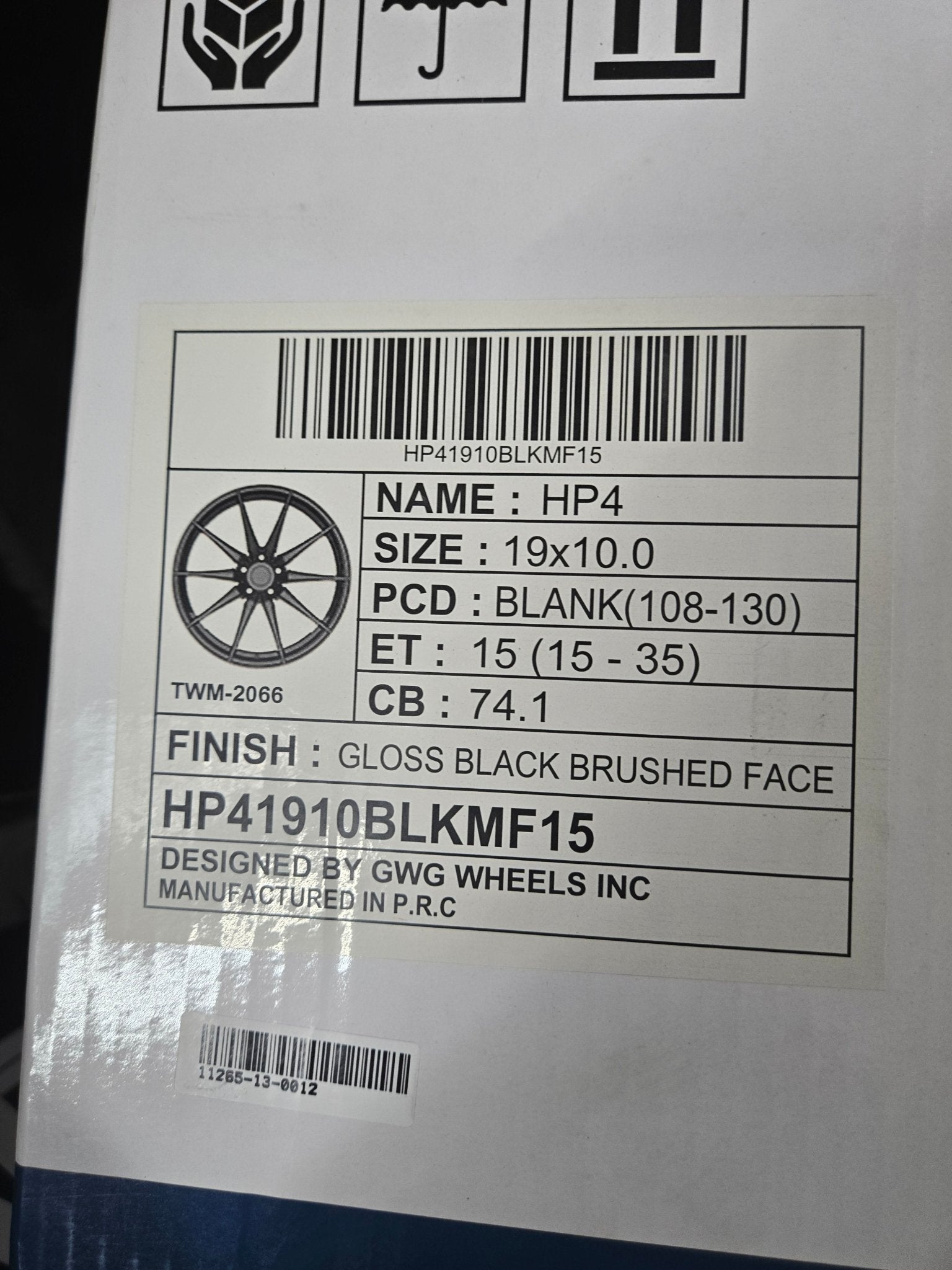 GWG HP4 19X10.0 BLANK BLACK MACHINED FACE