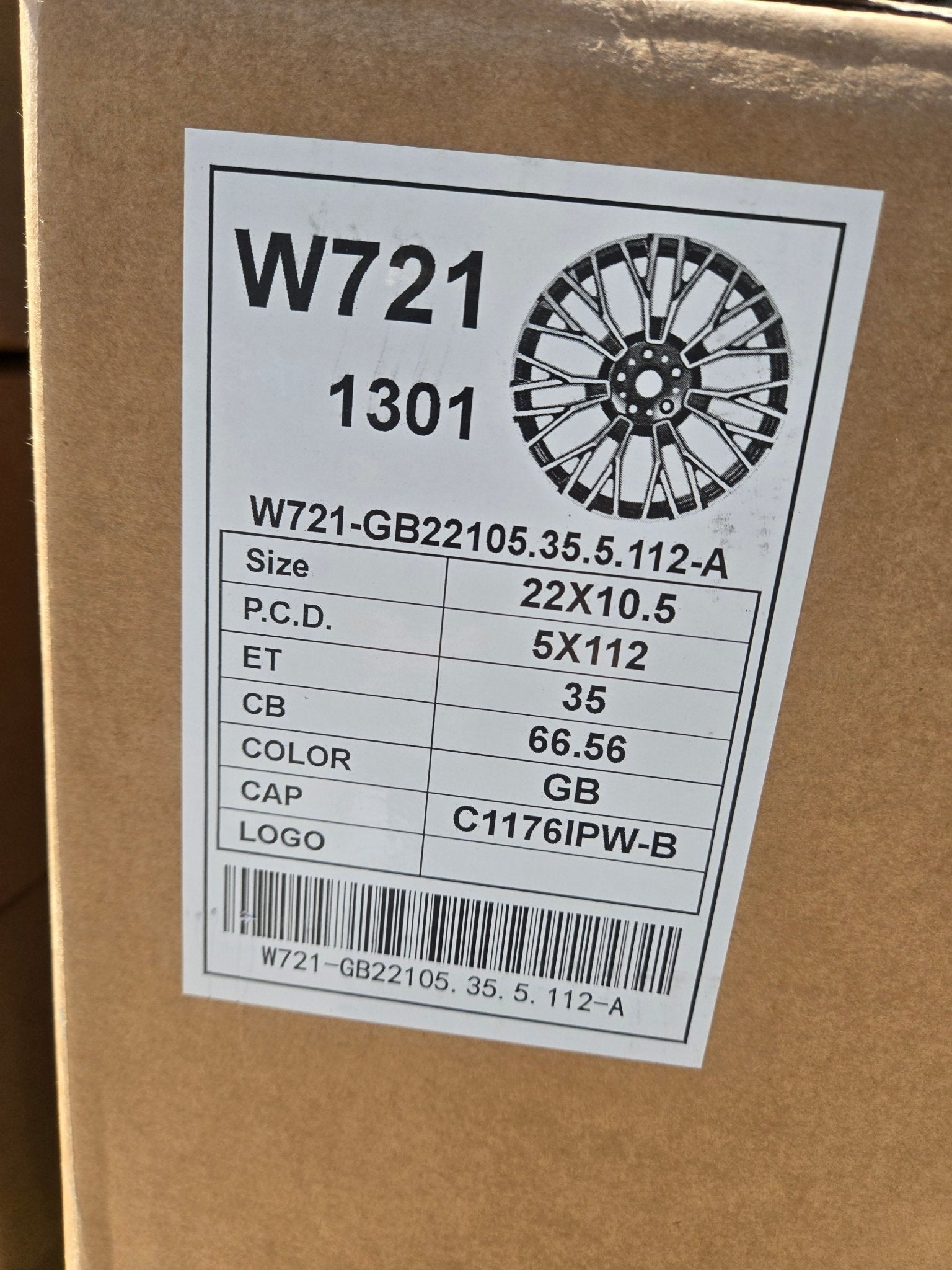 W721 22X10.5 F3038 5X112 GLOSS BLACK
