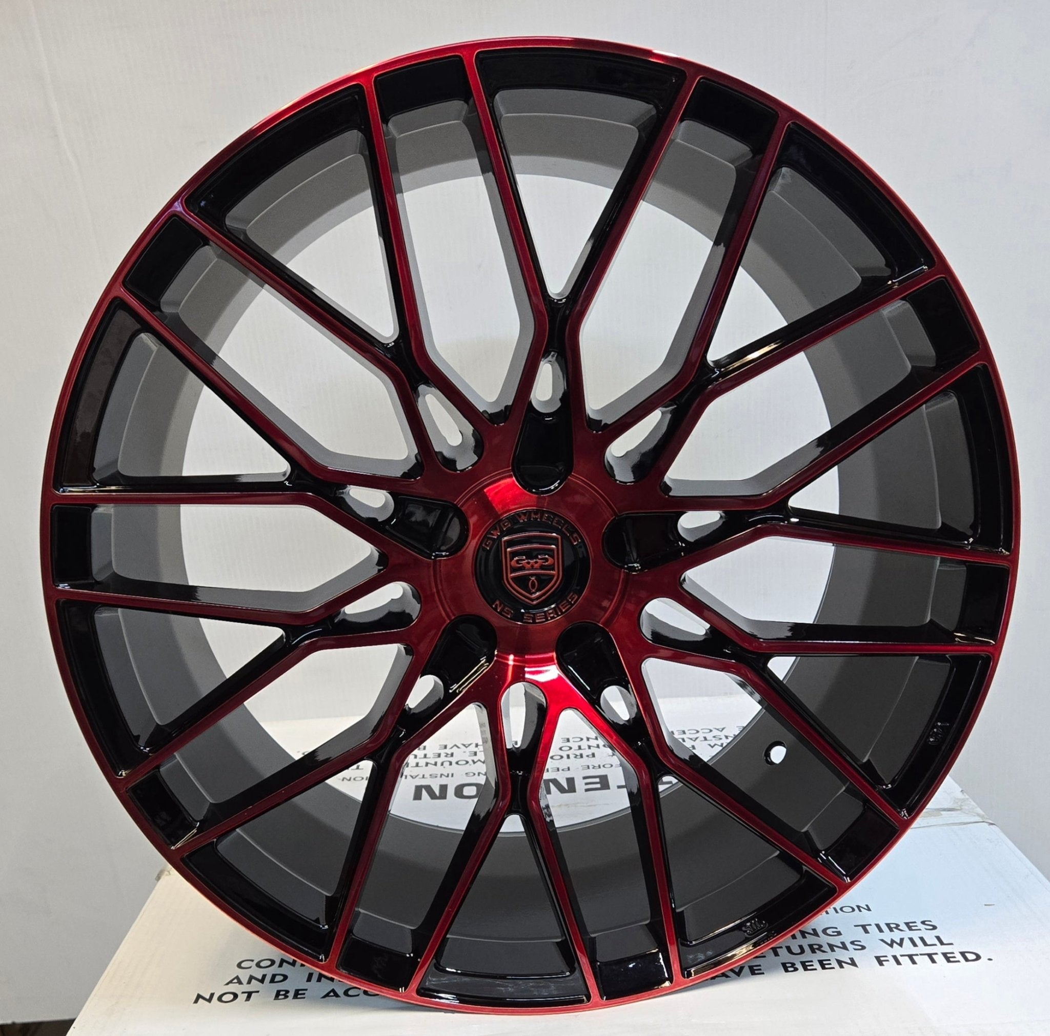 GWG NS1 19x8.5 BLANK GLOSS BLACK CRIMSON RED FACE