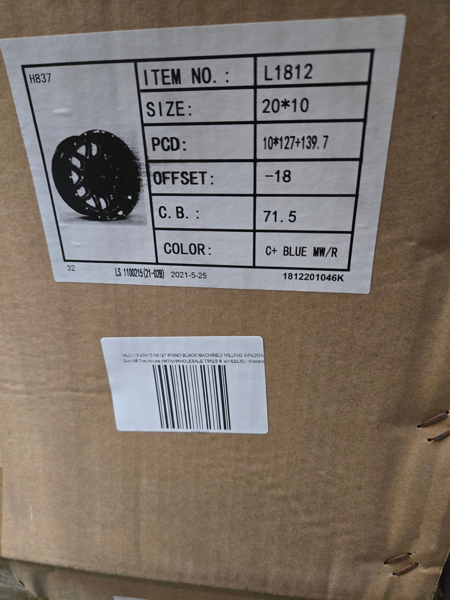 HLD -13 20X10 5X127 PIANO BLACK BLUE MILLING WINDOW