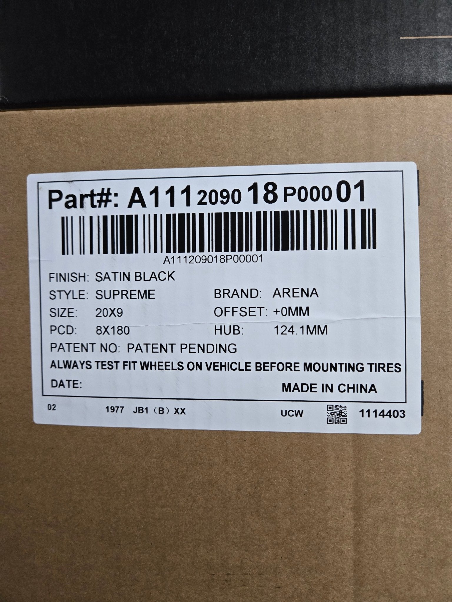 A111 ARENA 20x9 8x180 MATTE BLACK