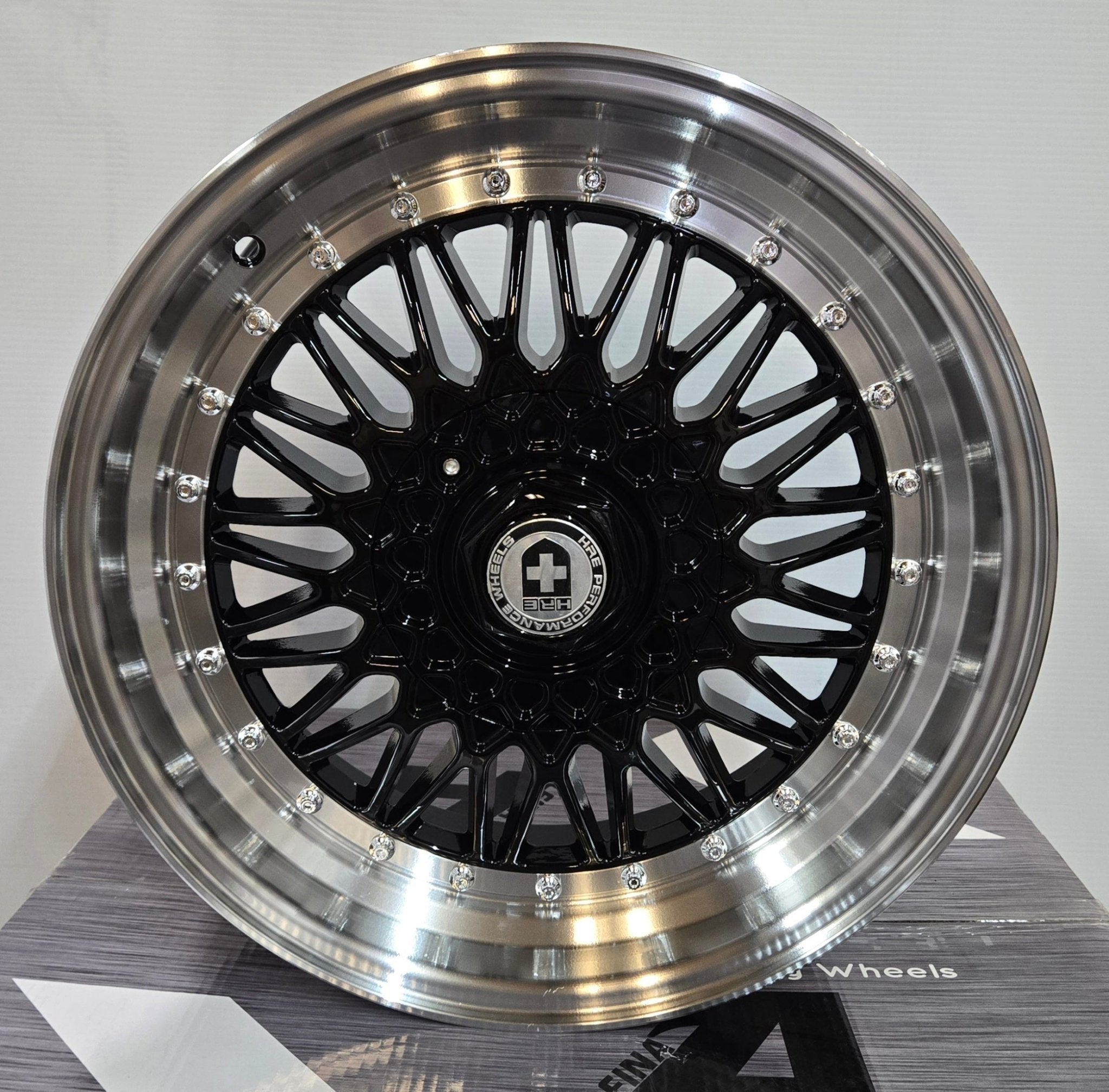 L247 SUPER RS STYLE 17x7.5 4x100 / 4x114.3 GLOSS BLACK MACHINE FACE