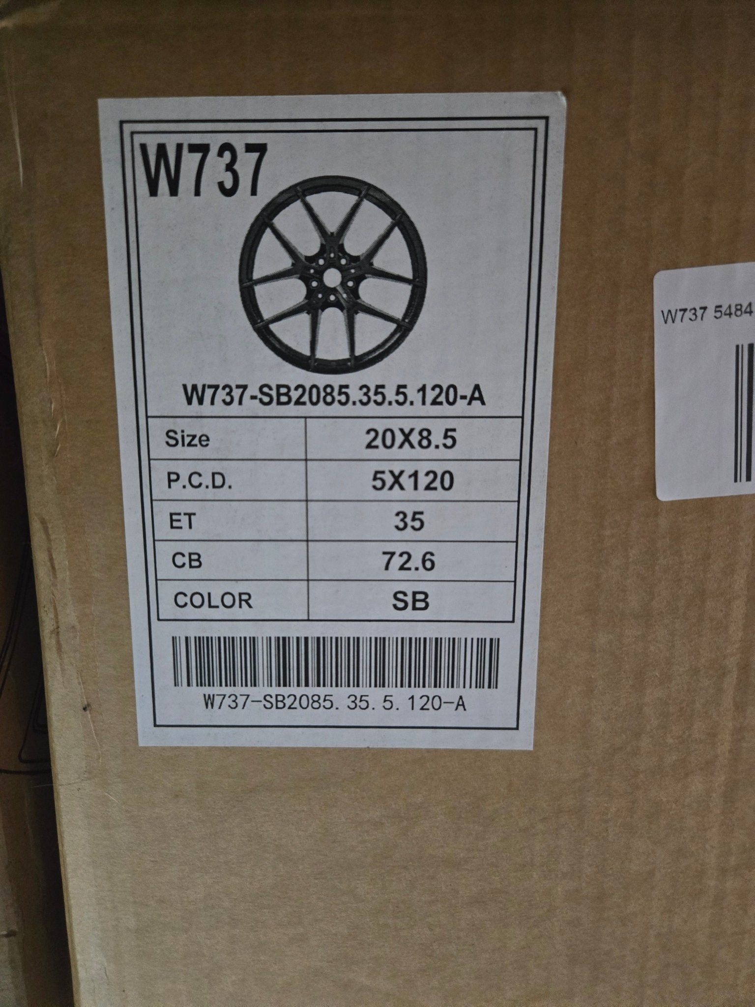 W737 5484 20X8.5 5X120 SATIN BLACK