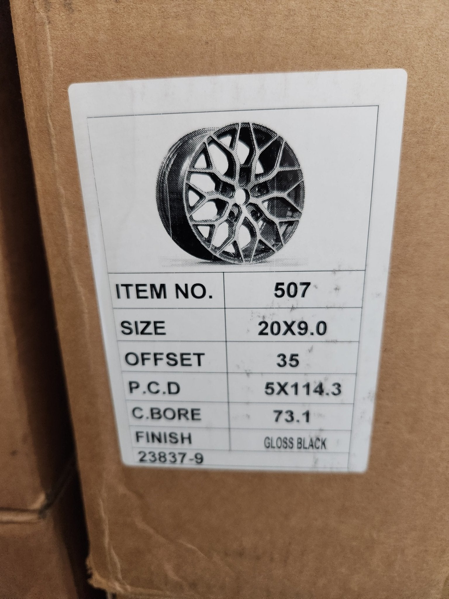 OE-0319 507 20x9.0 5x114.3 GLOSS BLACK