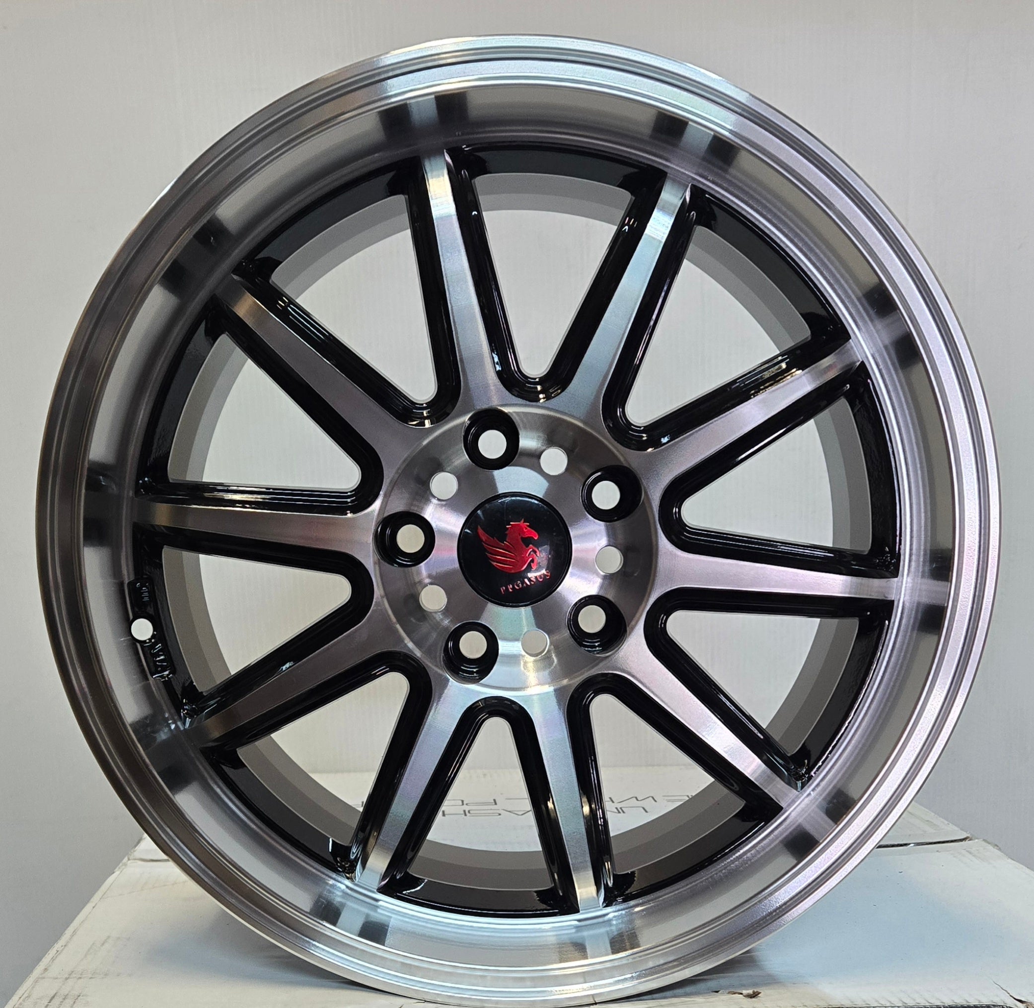 PEGASUS -AG22 17X8.0 5X114.3 PIANO BLACK MACHINED FACE
