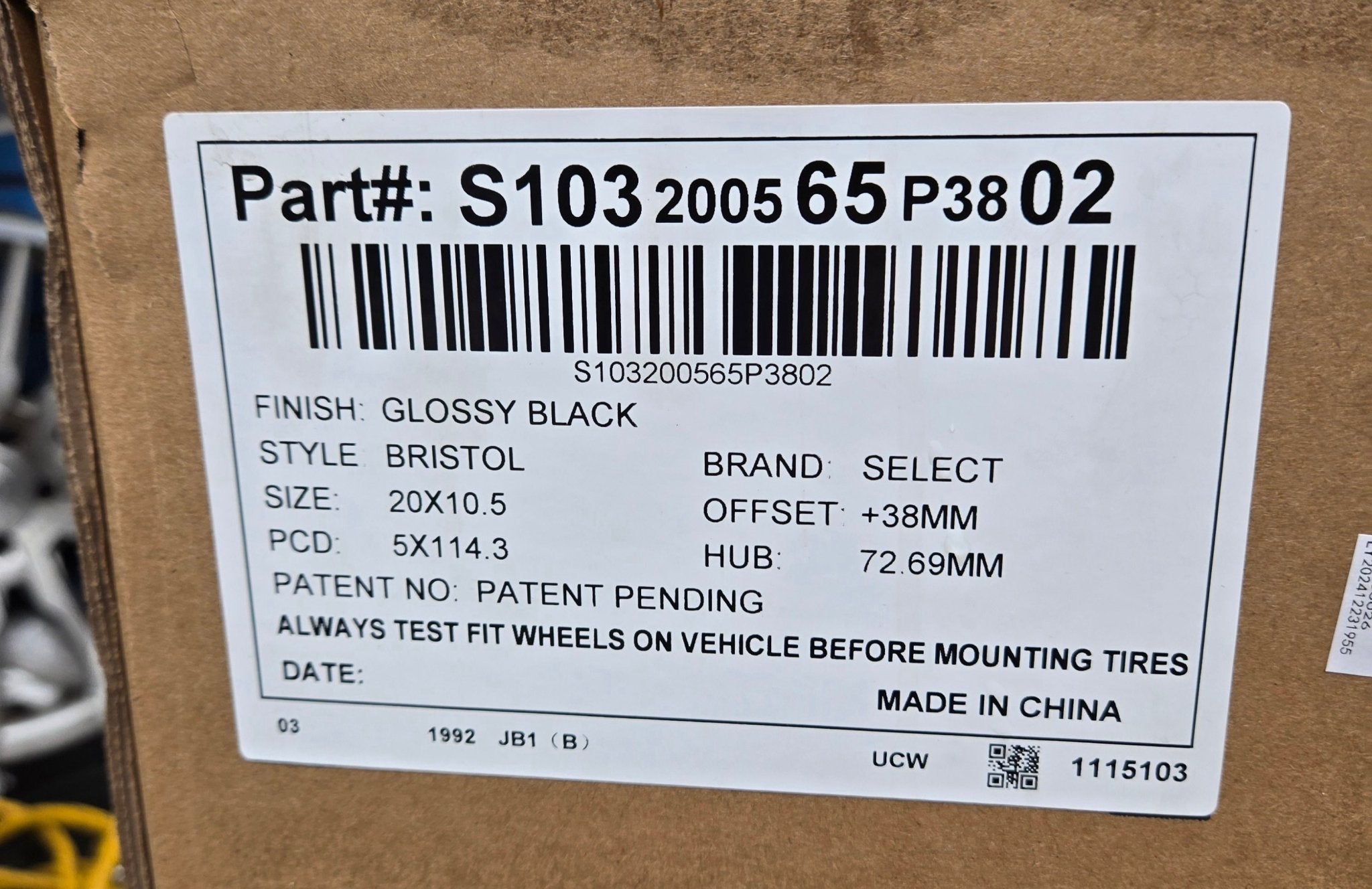 ARENA BRISTOL S103 20X10.5 5X114.3 GLOSSY BLACK