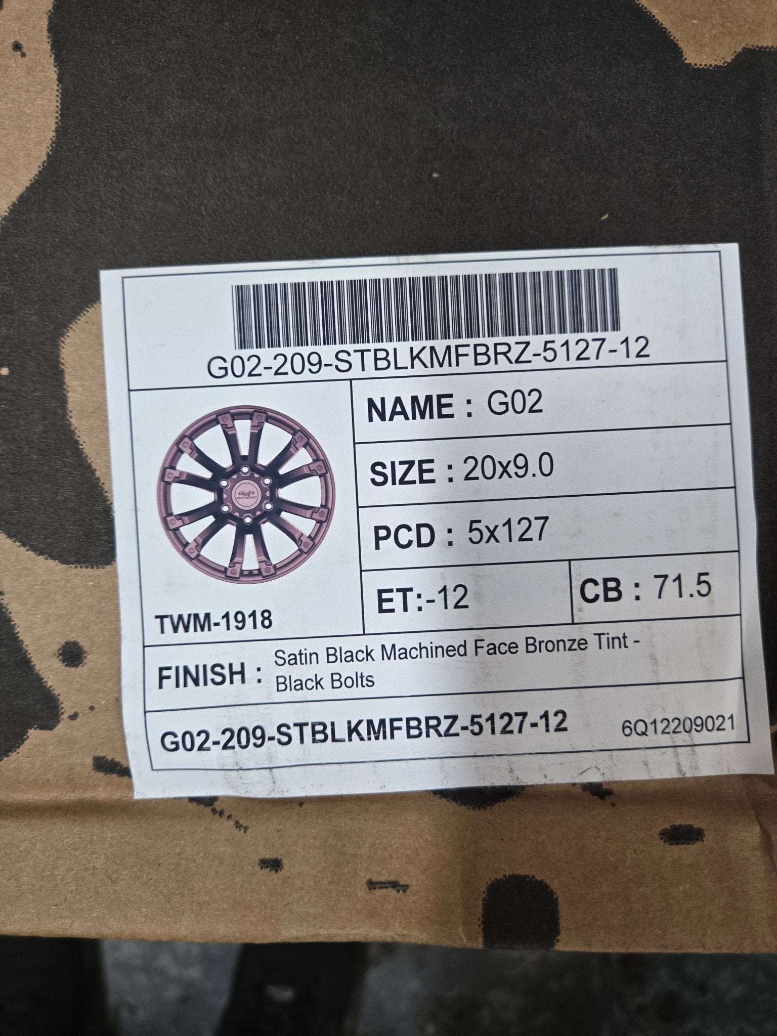 GWG G02 20x9 5x127 SATIN BLACK MACHINED FACE BRONZE TINT