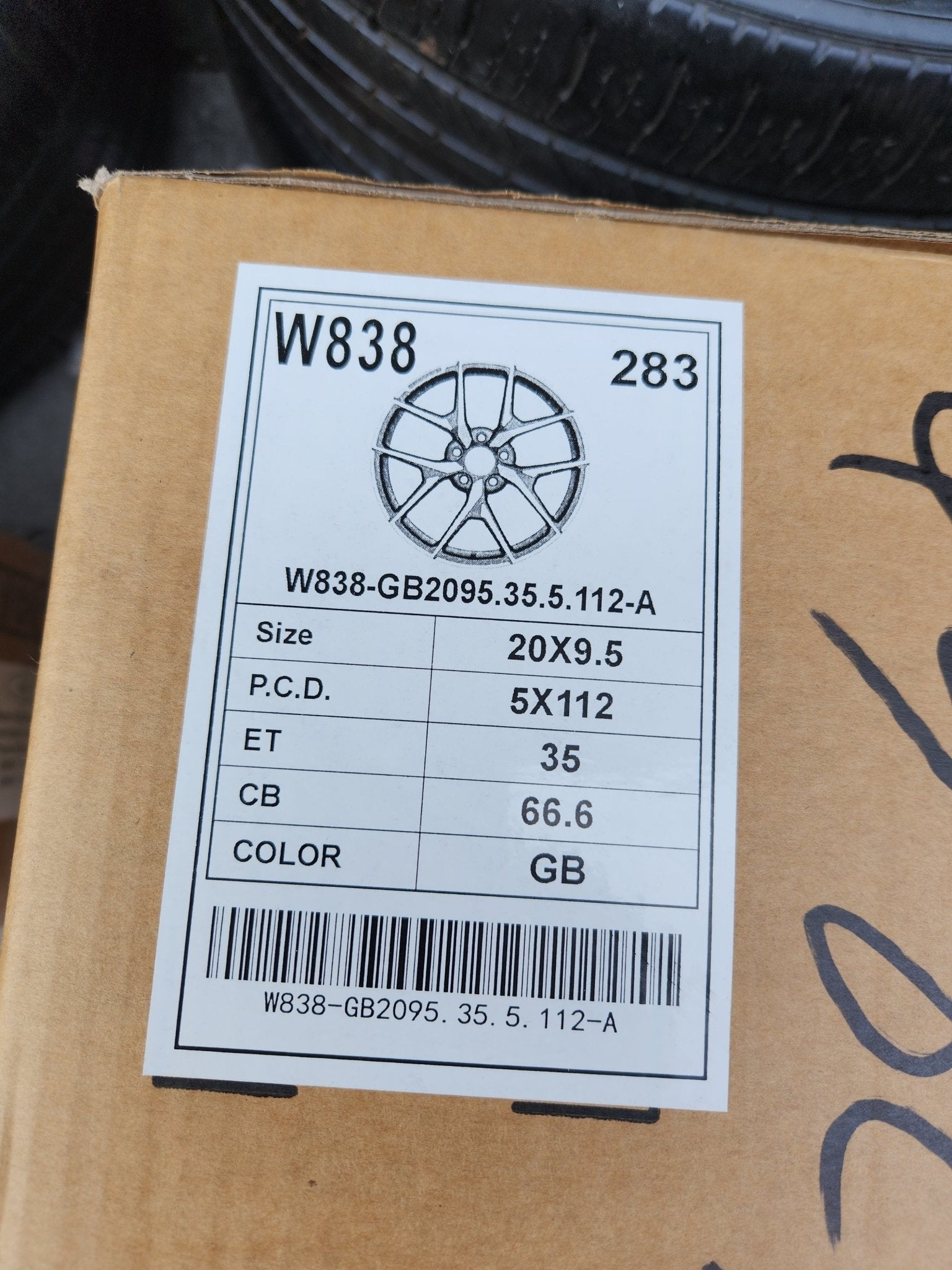 W838 20x9.5 5x112 GLOSS BLACK
