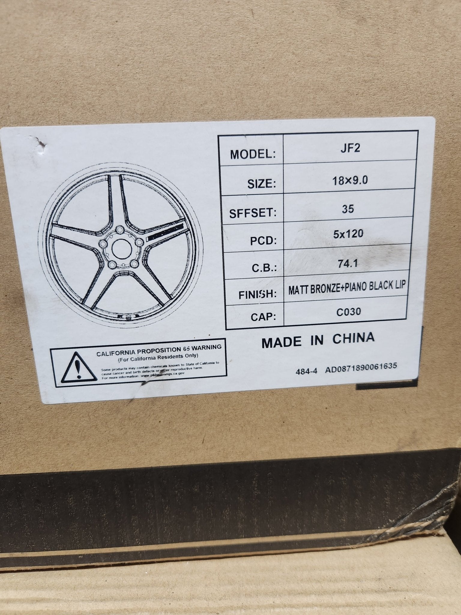 PEGAUS JF2  18x9.0 5x120 MATTBRONZE MATTE BLACK LIP