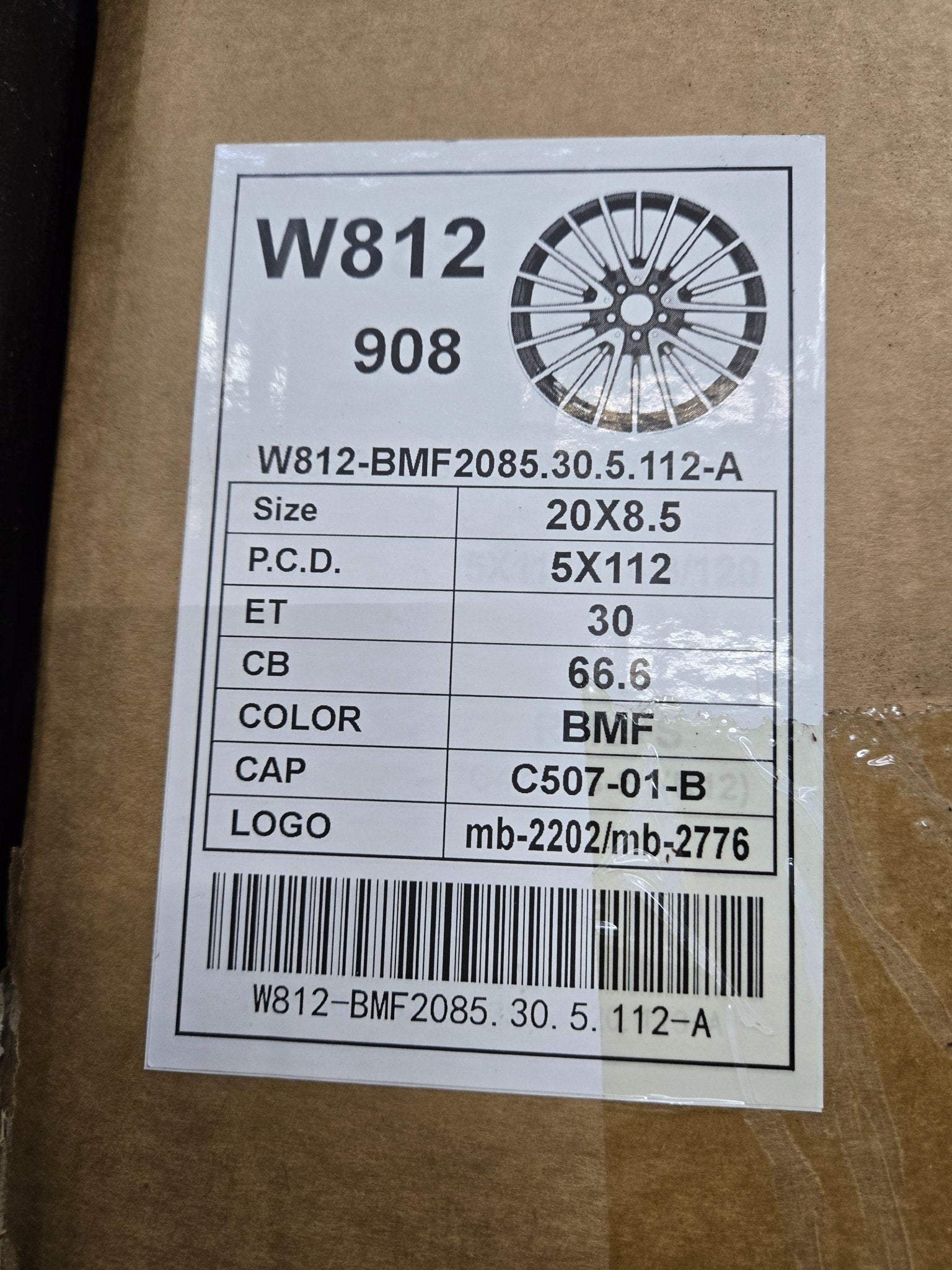 W812 20x8.5 5x112 GLOSS BLACK MACHINED FACE