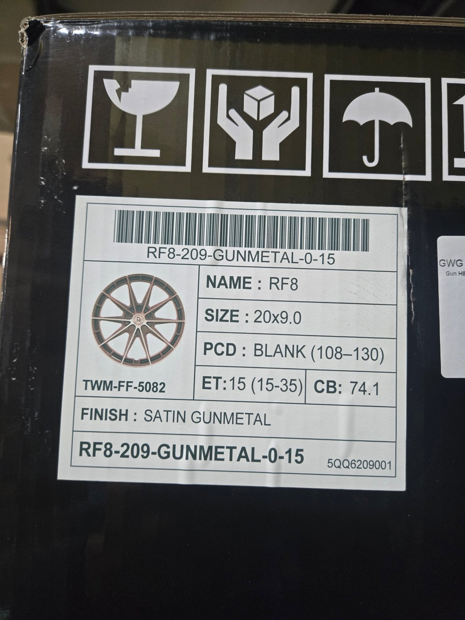 GWG RF8 20X9.0 BLANK SATIN GUNMETAL